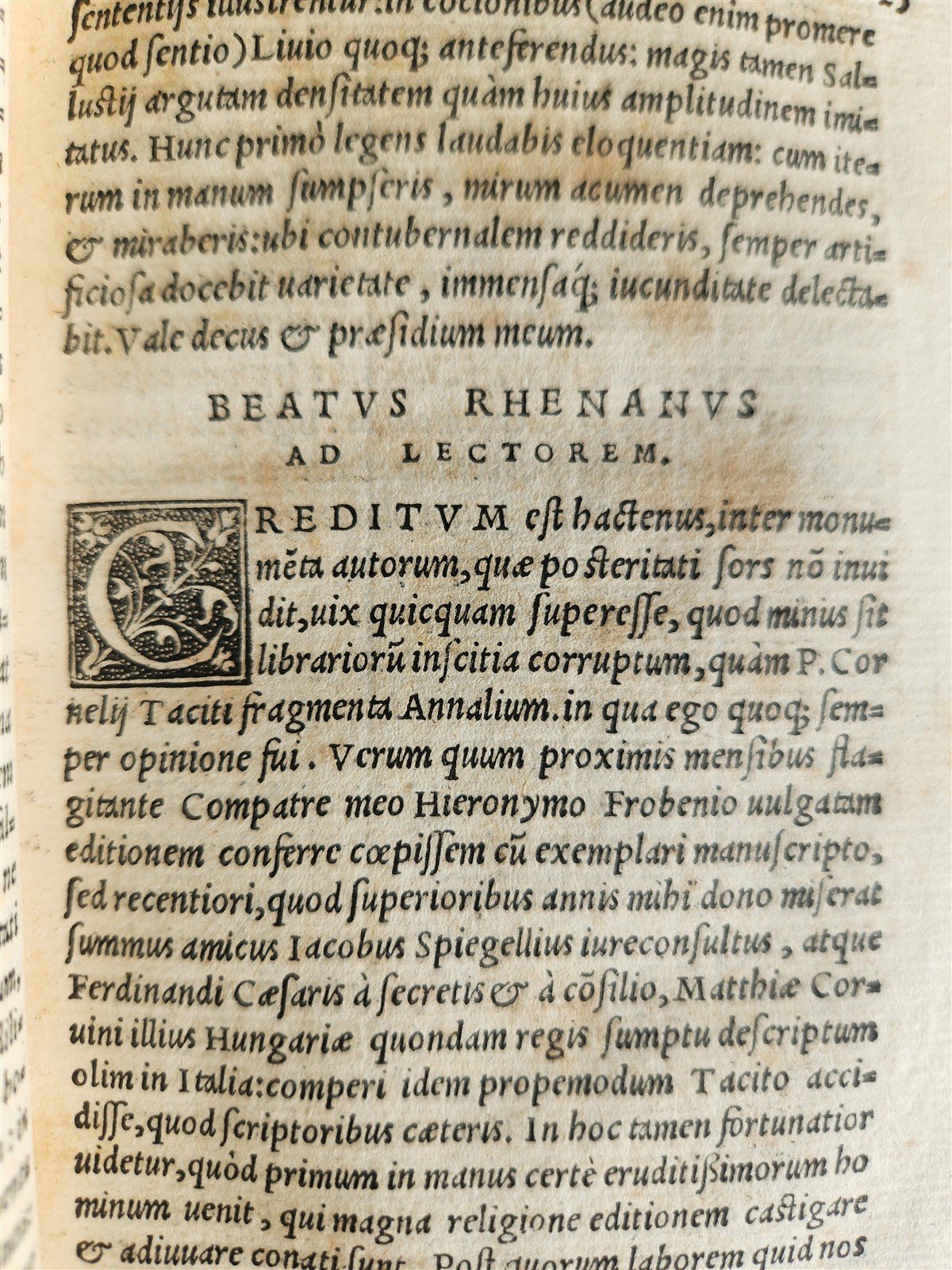 1542 CORNELIUS TACITUS ANNOTATIONS antique VELLUM BINDING 16th CENTURY Gryphius