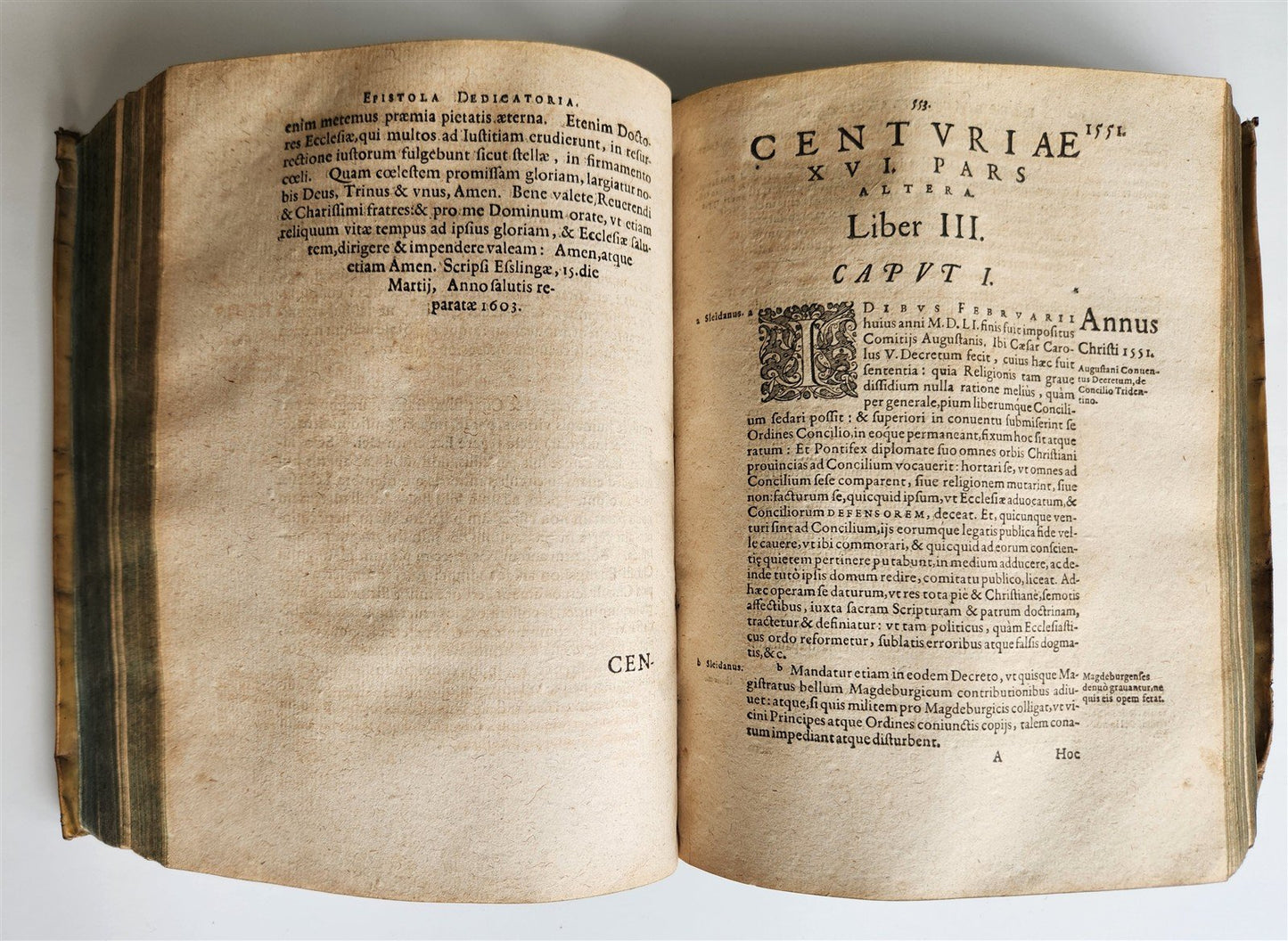1603 ECCLESIASTICAL HISTORY by LUCAS OSIANDER antique DATED VELLUM BINDING