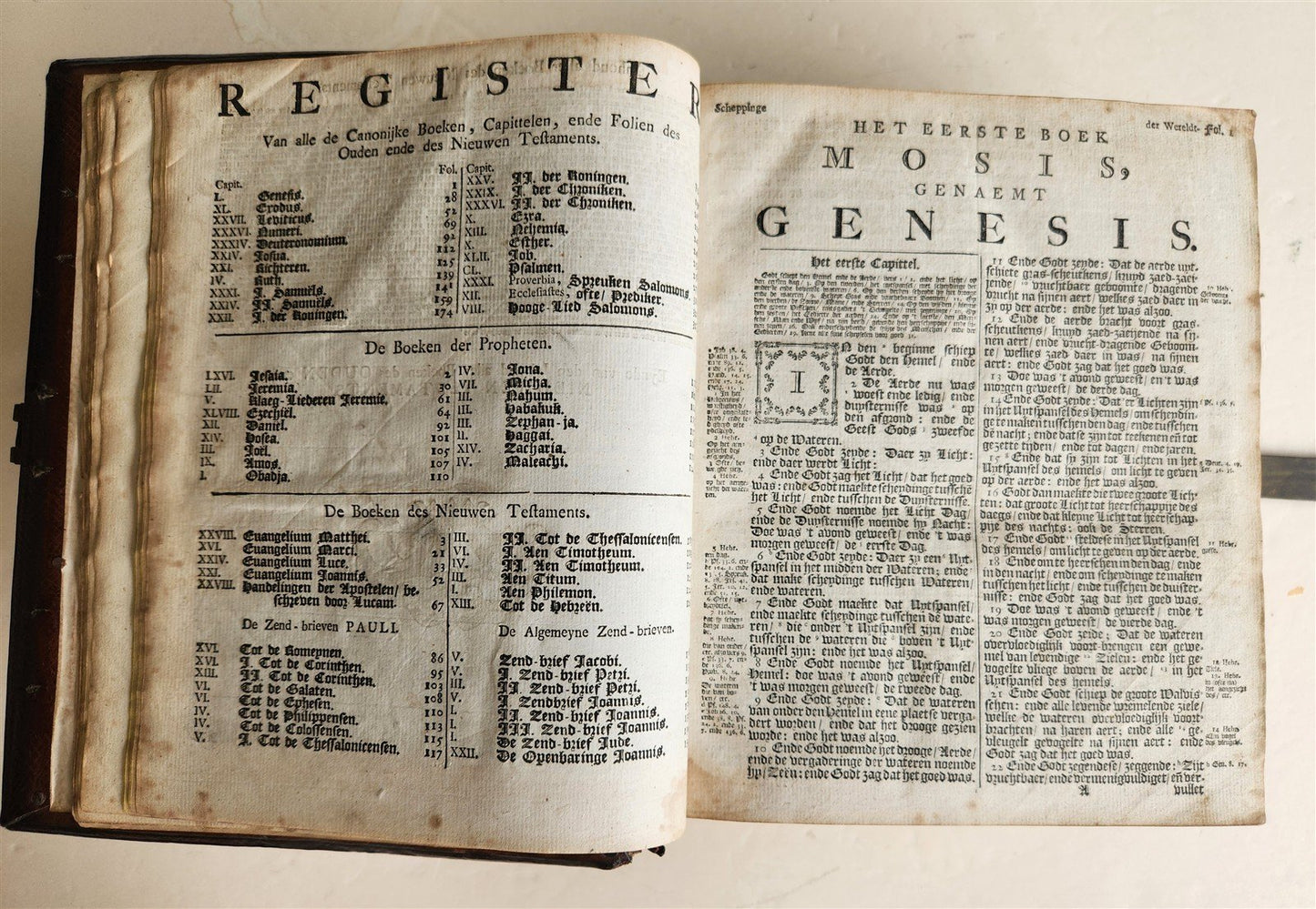 1786 BIBLE in DUTCH antique OLD & NEW TESTAMENT