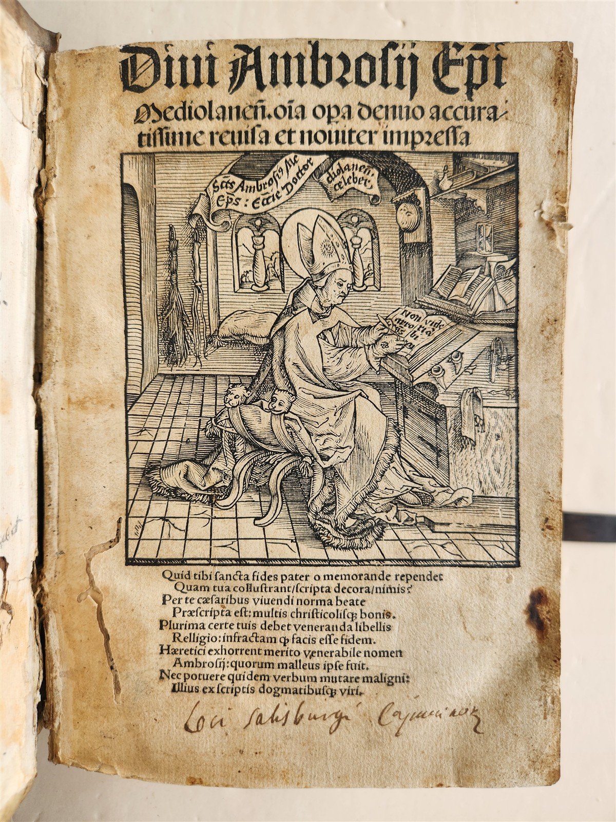 1506 POST-INCUNABULA ST.AMBROSE of MILAN antique OMNIA OPERA v. I