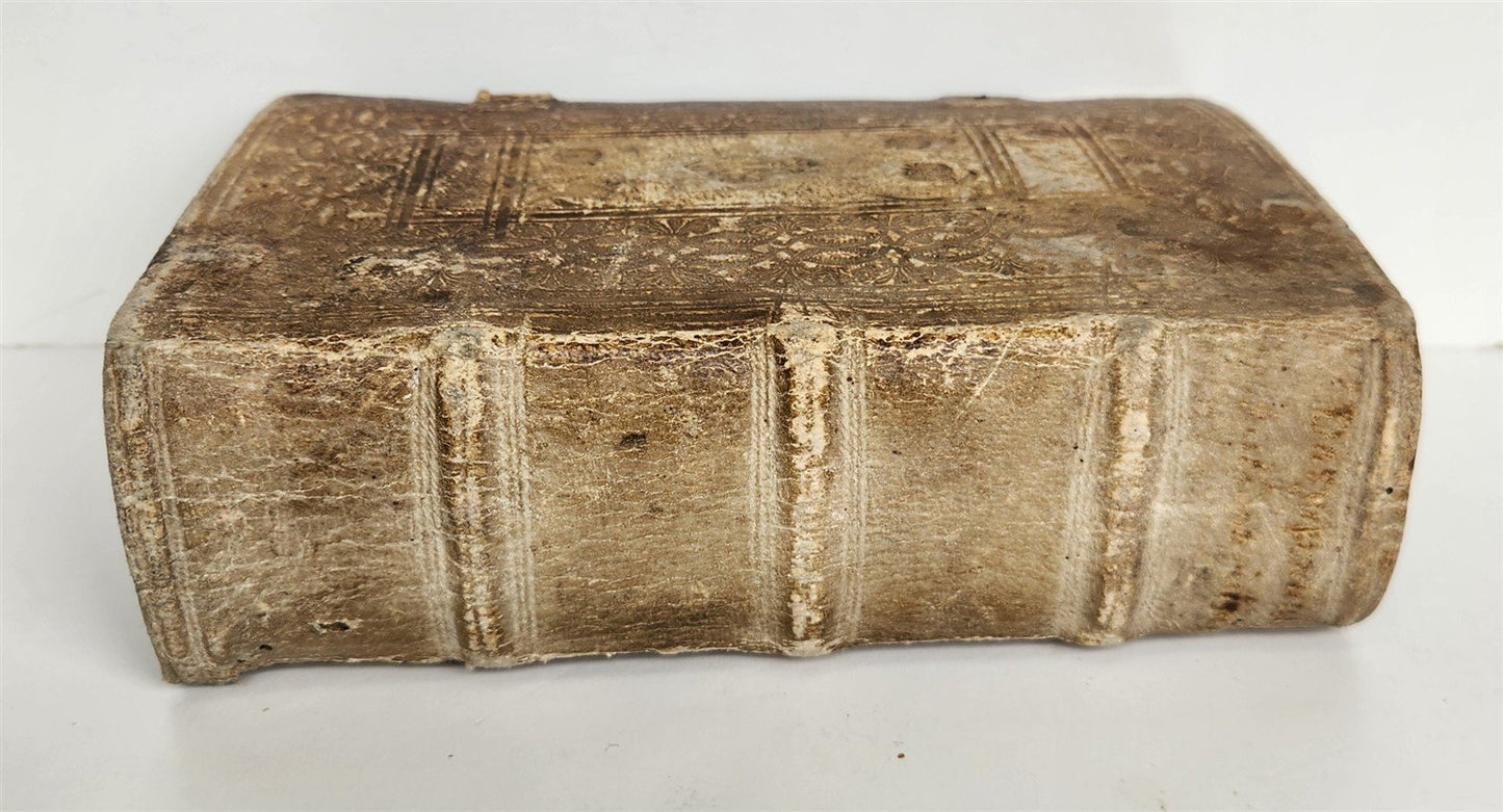 1653 LATIN GERMAN DICTIONARY antique PIGSKIN BINDING