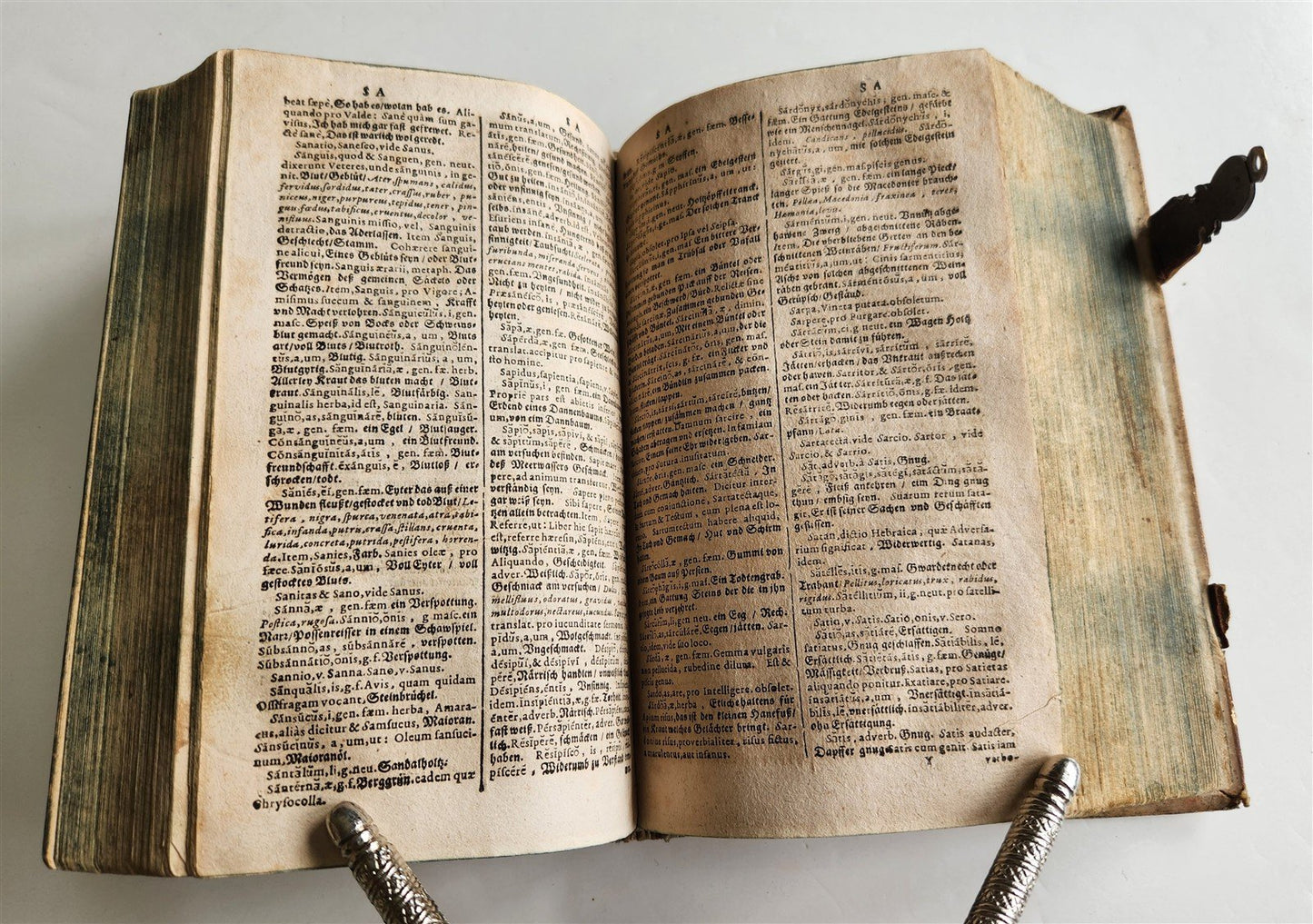 1653 LATIN GERMAN DICTIONARY antique PIGSKIN BINDING