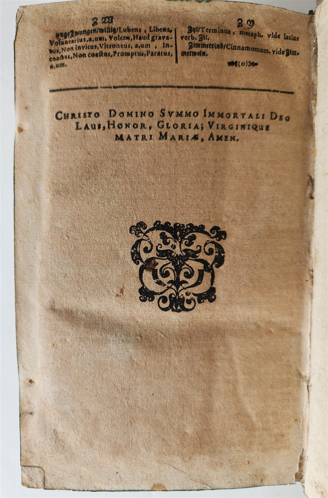 1653 LATIN GERMAN DICTIONARY antique PIGSKIN BINDING