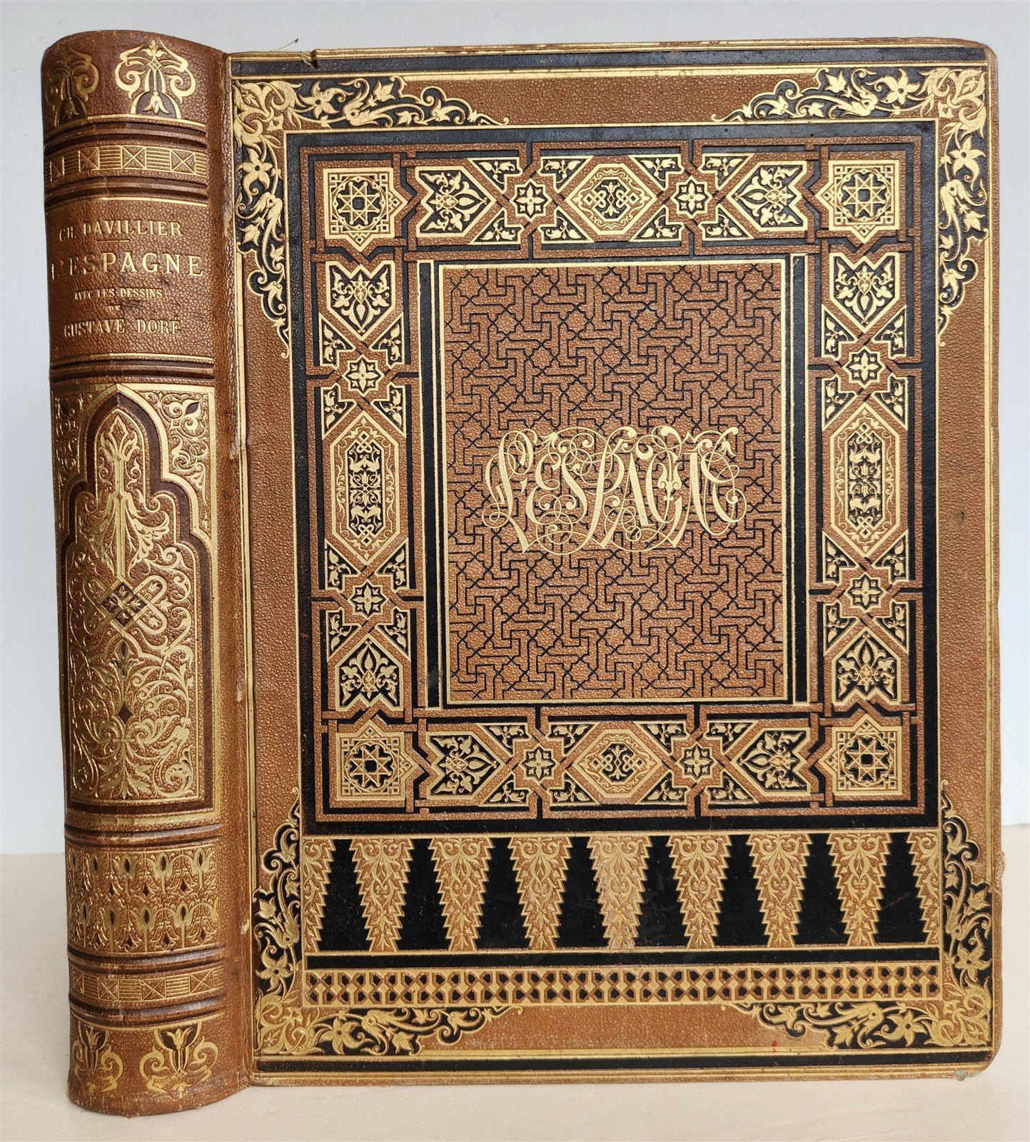 1874 L'ESPAGNE Illustrated by GUSTAVE DORE antique DESCRIPTION of SPAIN FOLIO