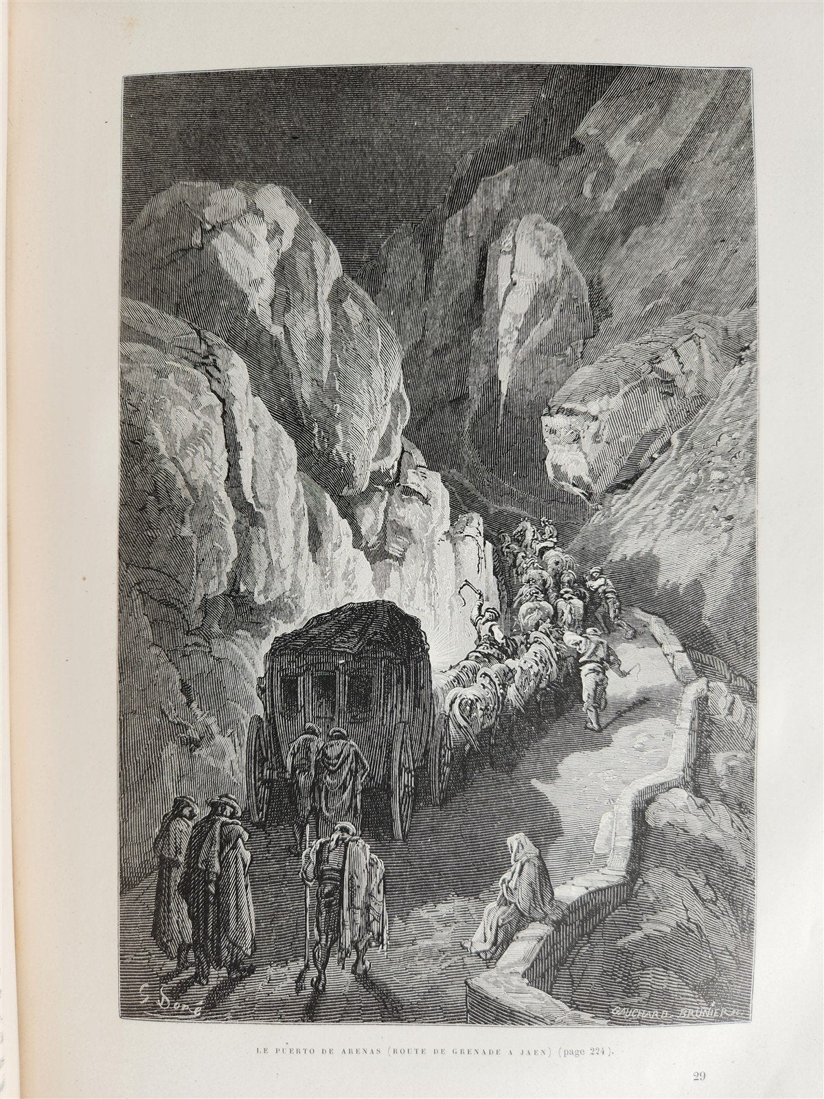 1874 L'ESPAGNE Illustrated by GUSTAVE DORE antique DESCRIPTION of SPAIN FOLIO