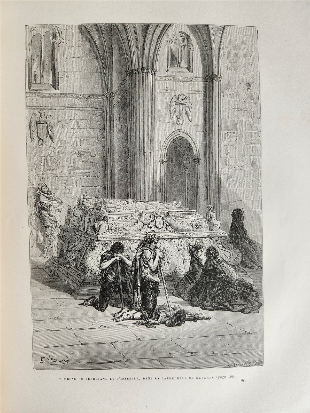 1874 L'ESPAGNE Illustrated by GUSTAVE DORE antique DESCRIPTION of SPAIN FOLIO