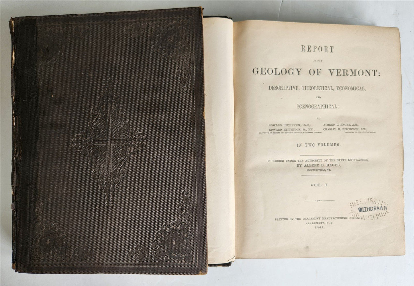 1861 Report on the Geology of Vermont 2 VOLUMES antique ILLUSTRATED Americana
