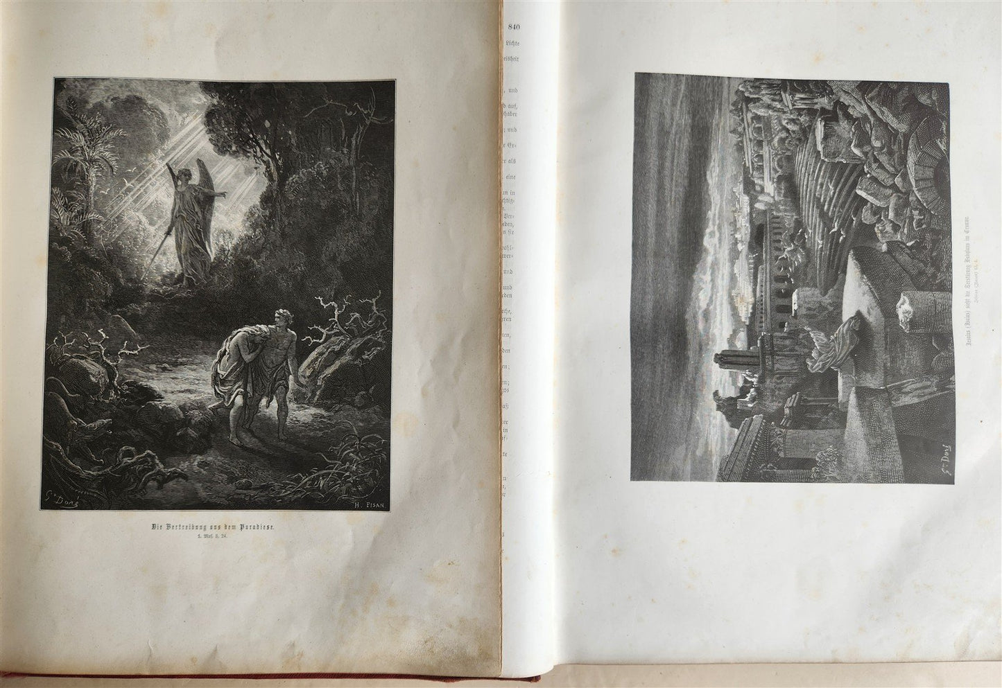 1870s BIBLE GUSTAVE DORE LLUSTRATED 2 VOLUMES MASSIVE FOLIO antique 230 plates