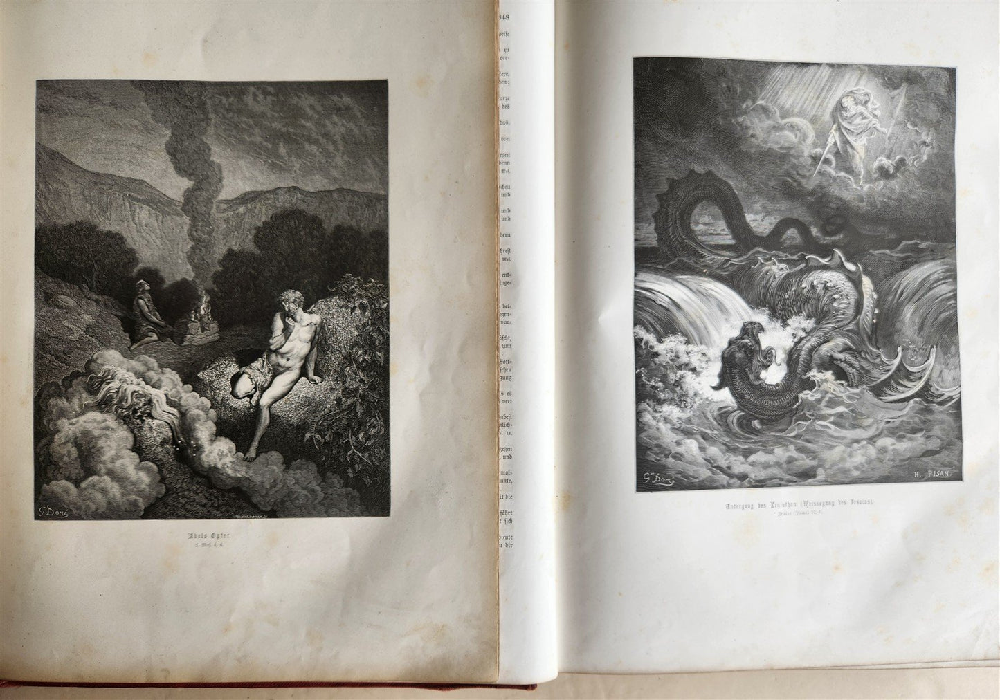 1870s BIBLE GUSTAVE DORE LLUSTRATED 2 VOLUMES MASSIVE FOLIO antique 230 plates