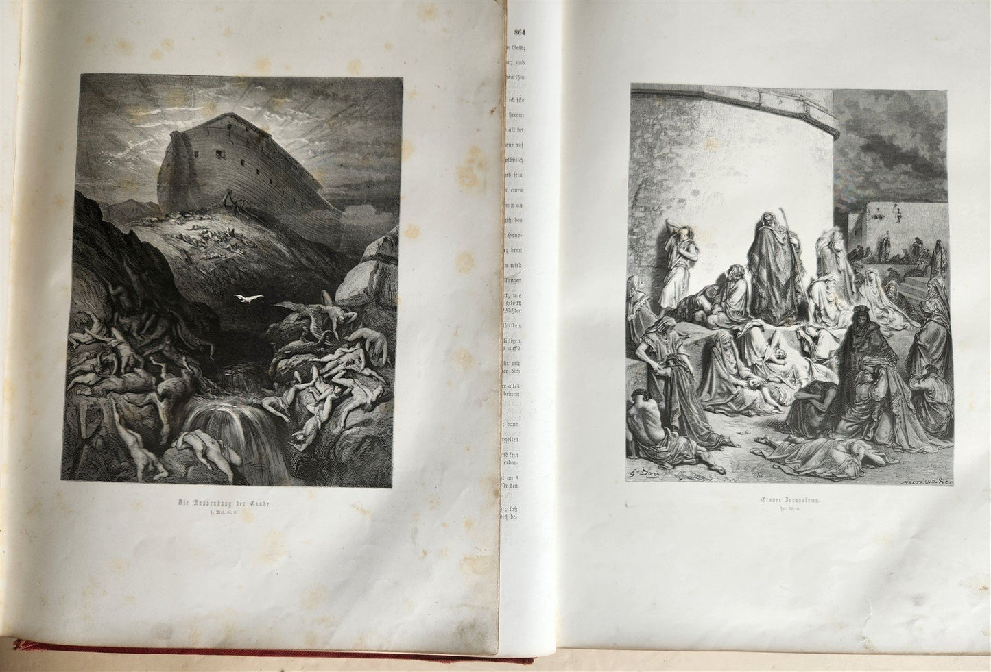 1870s BIBLE GUSTAVE DORE LLUSTRATED 2 VOLUMES MASSIVE FOLIO antique 230 plates