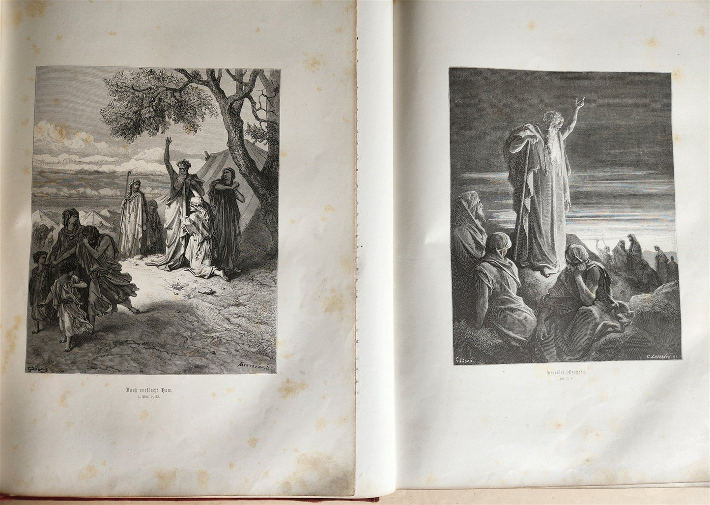 1870s BIBLE GUSTAVE DORE LLUSTRATED 2 VOLUMES MASSIVE FOLIO antique 230 plates