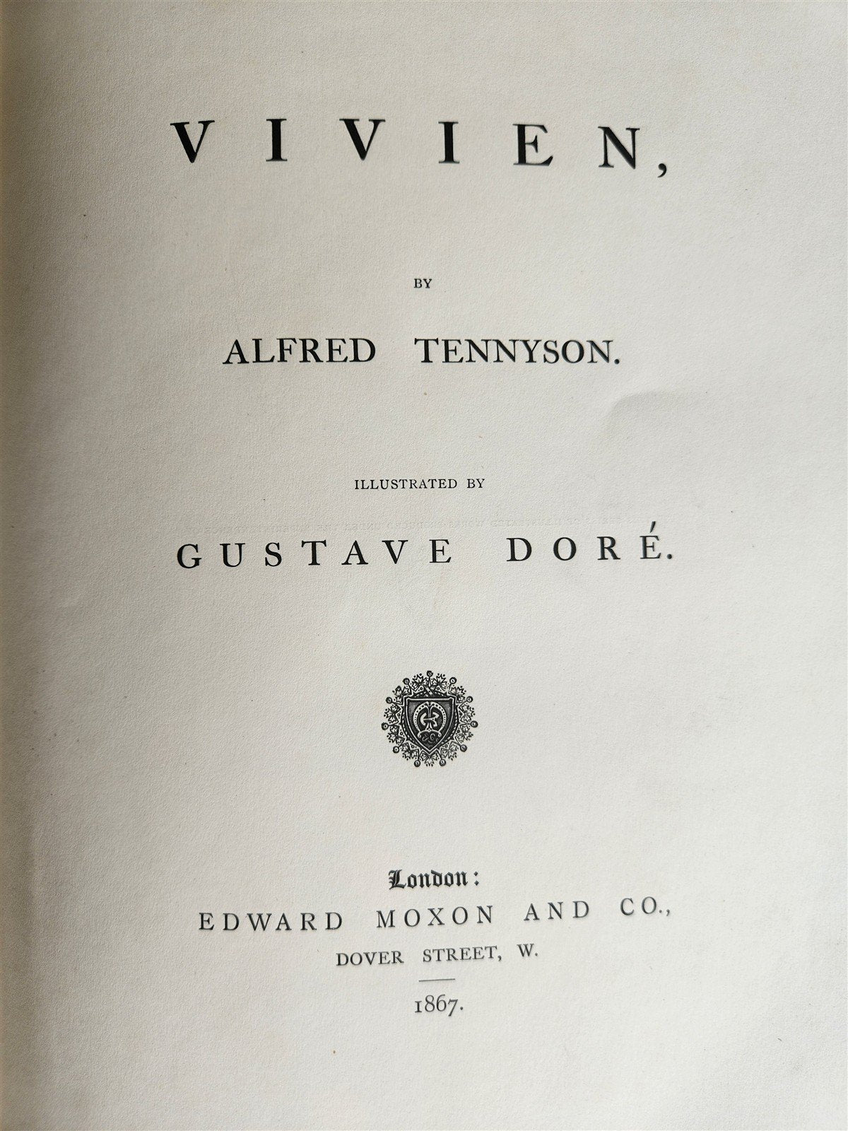 1867 GUSTAVE DORE ILLUSTRATED VIVIEN by ALFRED TENNYSON antique FOLIO poetry