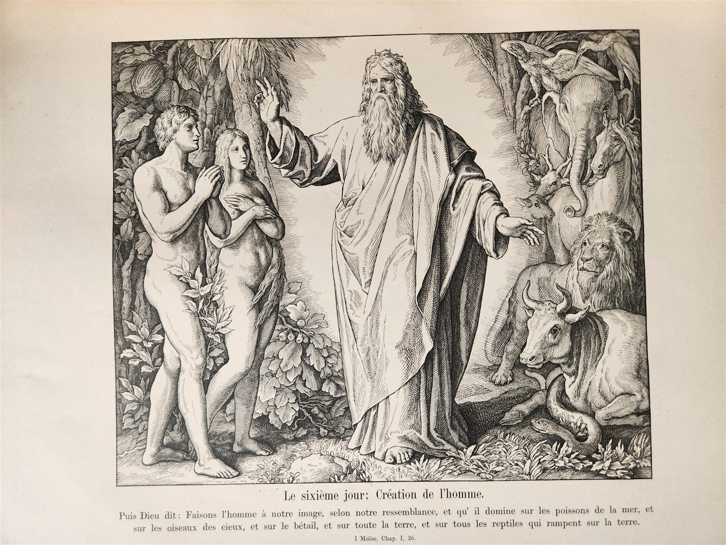 1880s BIBLE in FRENCH antique ILLUSTRATED FOLIO La Sainte Bible en Images