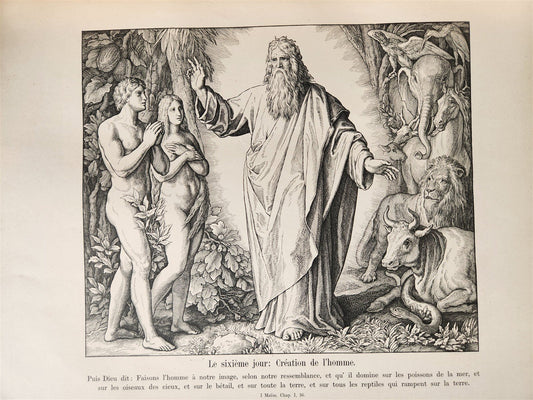1880s BIBLE in FRENCH antique ILLUSTRATED FOLIO La Sainte Bible en Images