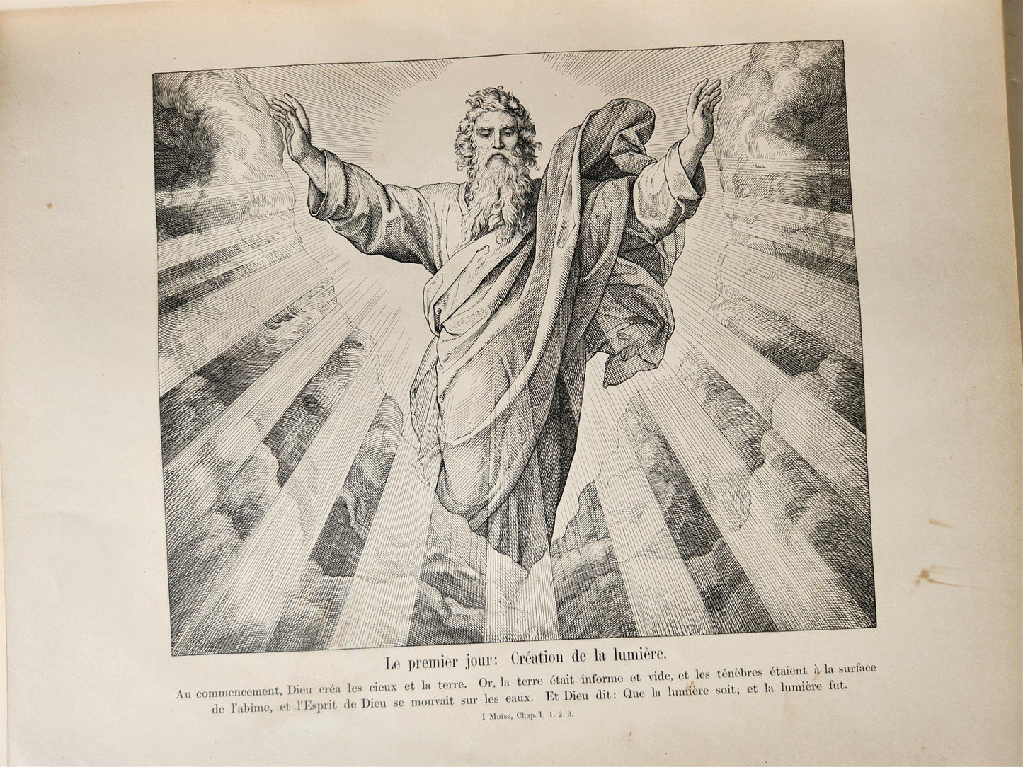 1880s BIBLE in FRENCH antique ILLUSTRATED FOLIO La Sainte Bible en Images
