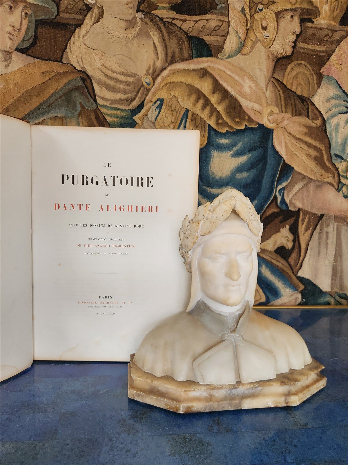 1872 DANTE in FRENCH antique GUSTAVE DORE ILLUSTRATED FOLIO PURGATOIRE & PARADIS