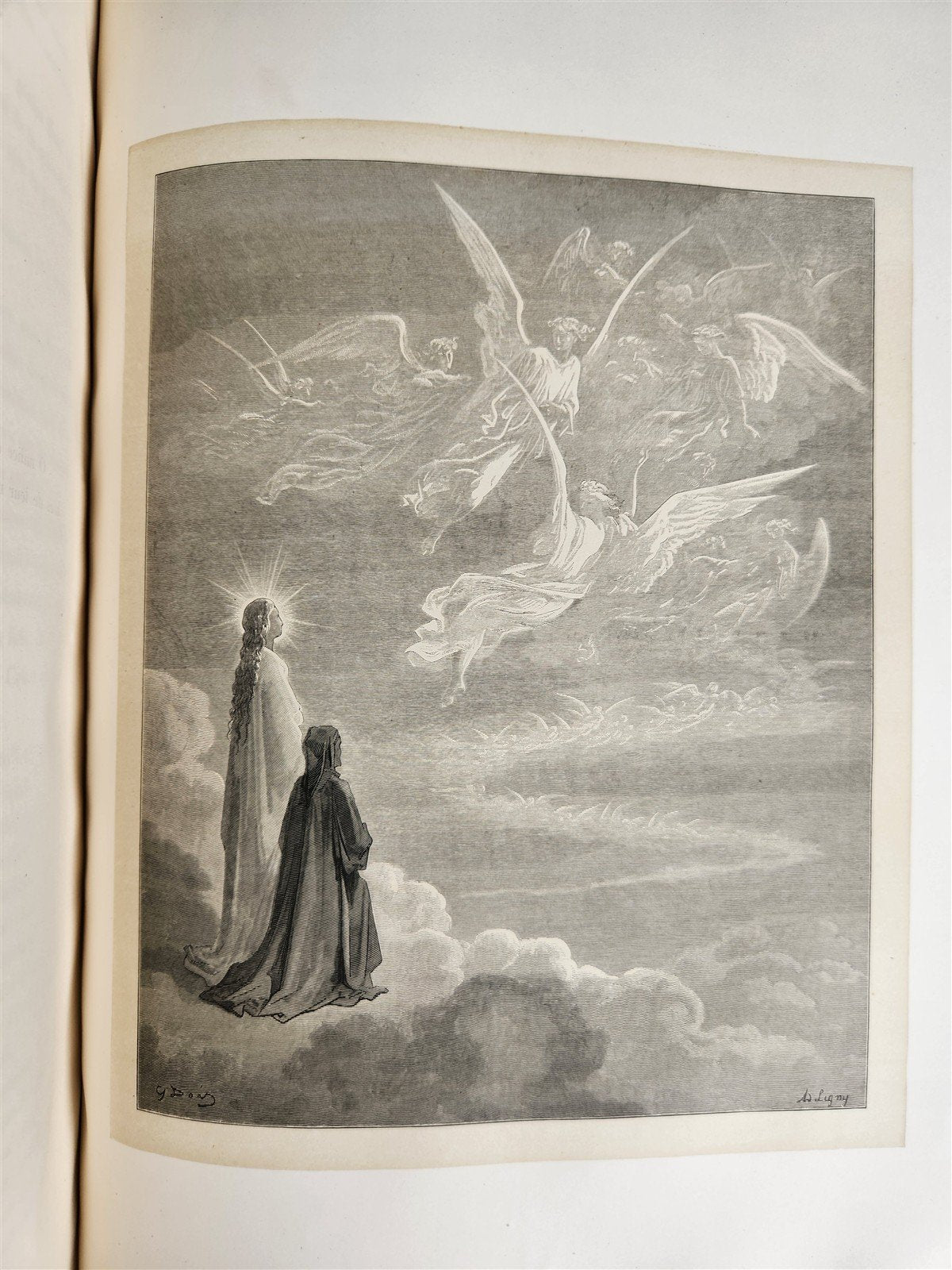1872 DANTE in FRENCH antique GUSTAVE DORE ILLUSTRATED FOLIO PURGATOIRE & PARADIS