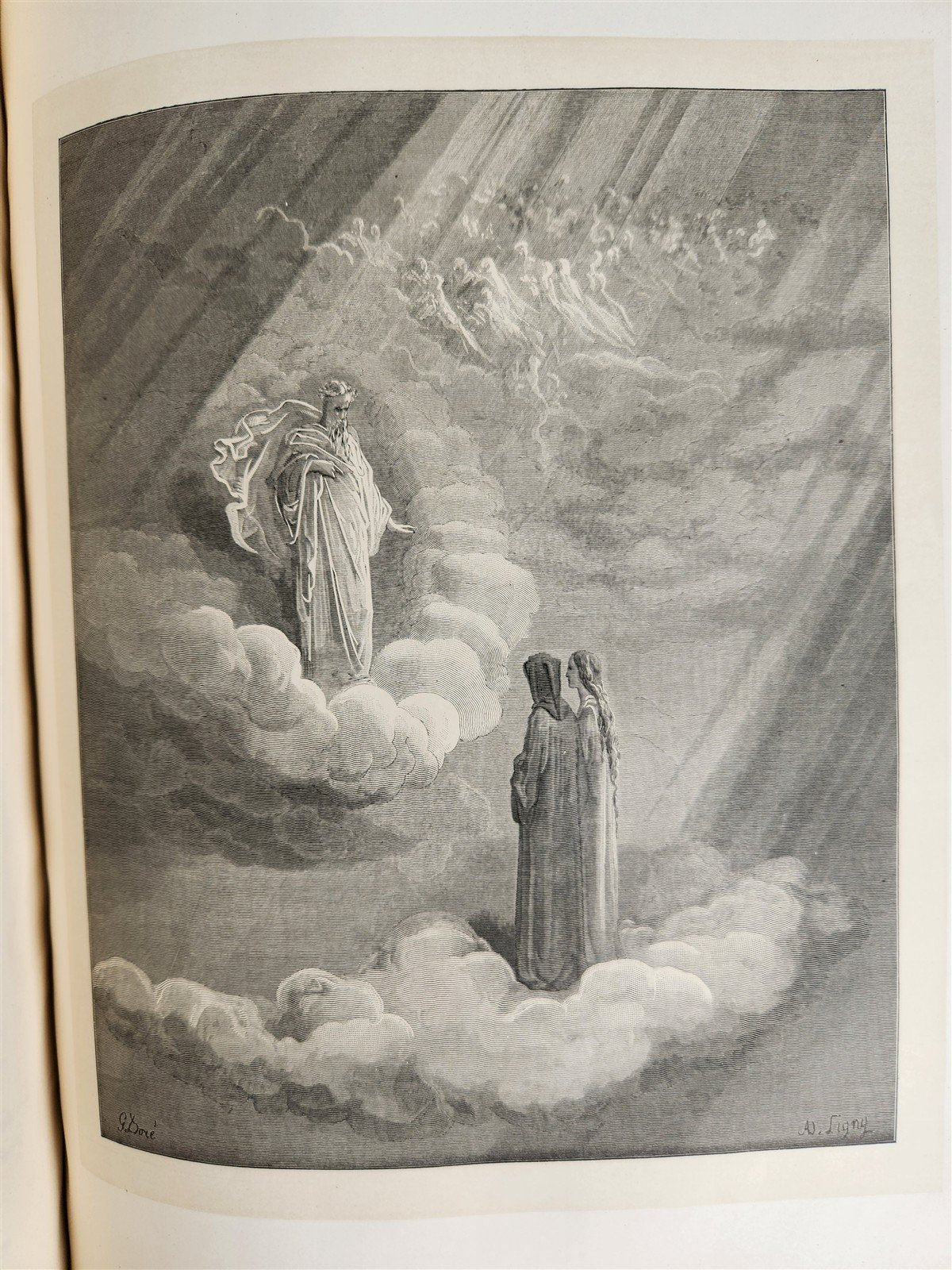 1872 DANTE in FRENCH antique GUSTAVE DORE ILLUSTRATED FOLIO PURGATOIRE & PARADIS