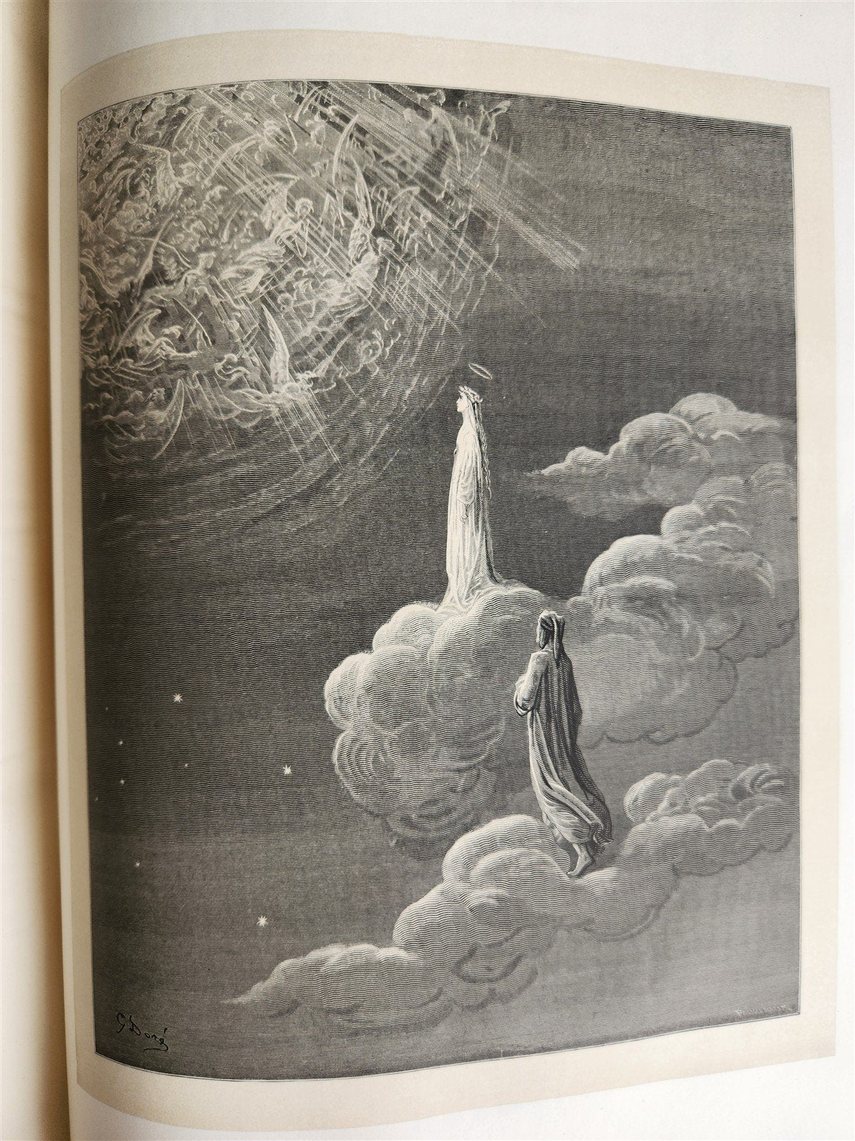 1872 DANTE in FRENCH antique GUSTAVE DORE ILLUSTRATED FOLIO PURGATOIRE & PARADIS