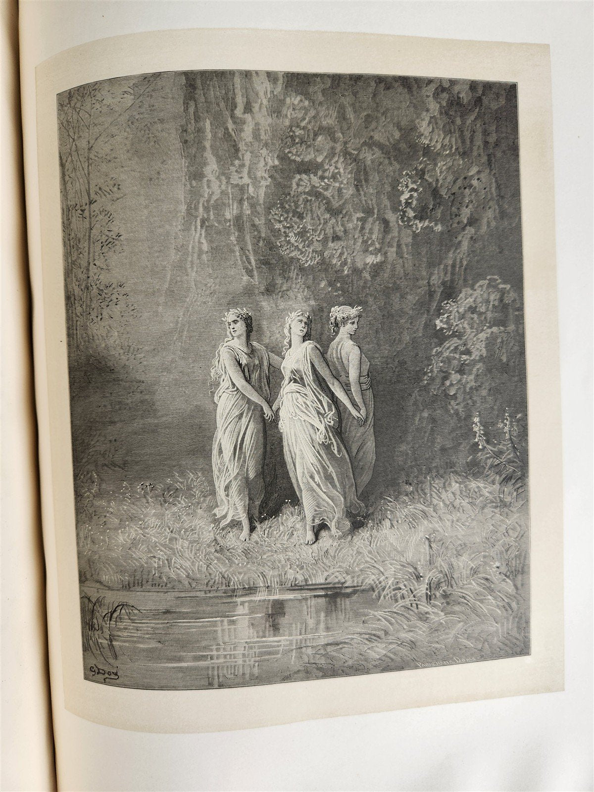 1872 DANTE in FRENCH antique GUSTAVE DORE ILLUSTRATED FOLIO PURGATOIRE & PARADIS