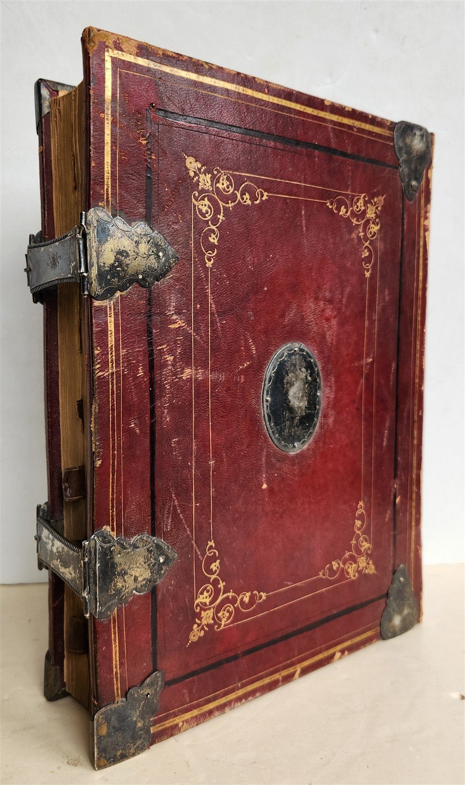 1850 MISSALE ROMANUM antique DECORATIVE BINDING w/ SILVER FITTINGS illustrated