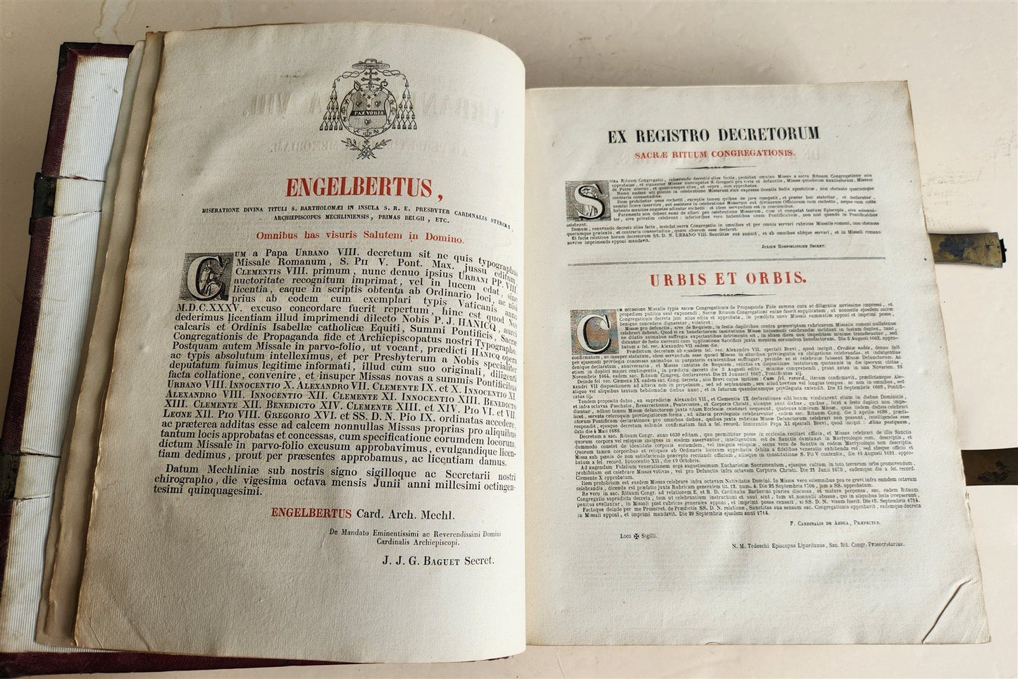 1850 MISSALE ROMANUM antique DECORATIVE BINDING w/ SILVER FITTINGS illustrated