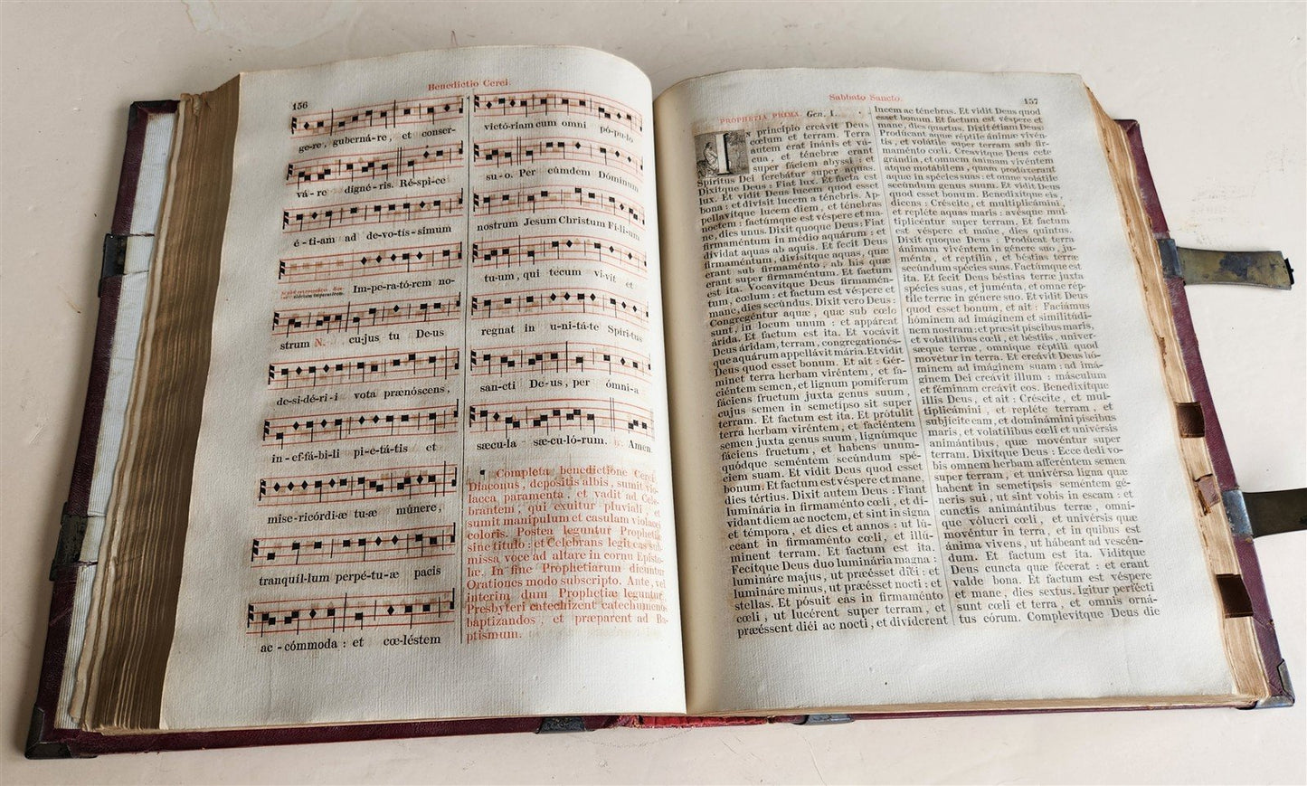 1850 MISSALE ROMANUM antique DECORATIVE BINDING w/ SILVER FITTINGS illustrated