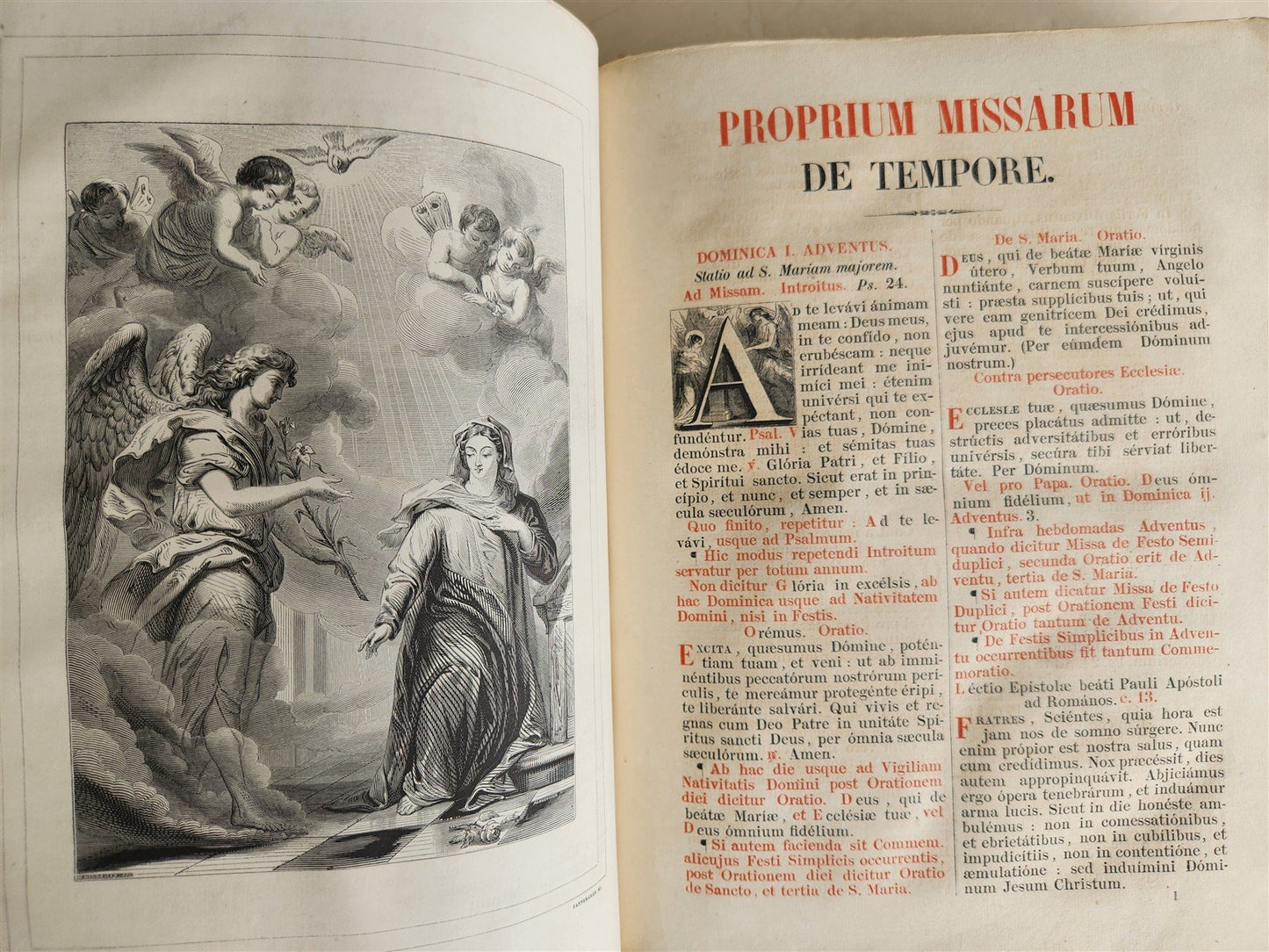 1850 MISSALE ROMANUM antique DECORATIVE BINDING w/ SILVER FITTINGS illustrated
