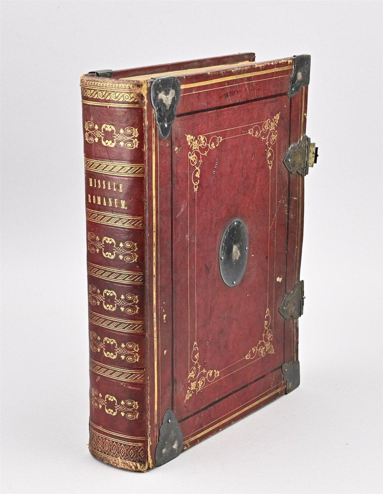 1850 MISSALE ROMANUM antique DECORATIVE BINDING w/ SILVER FITTINGS illustrated