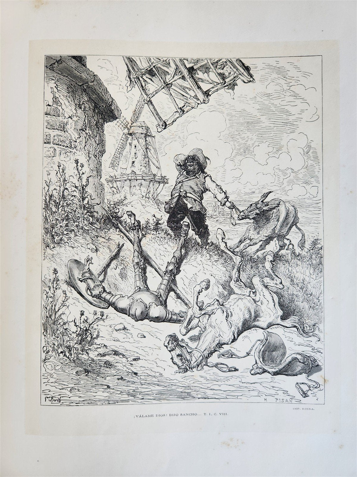 1875 DON QUIJOTE by CERVANTES 2 VOLUMES antique GUSTAVE DORE ILLUSTRATED FOLIO