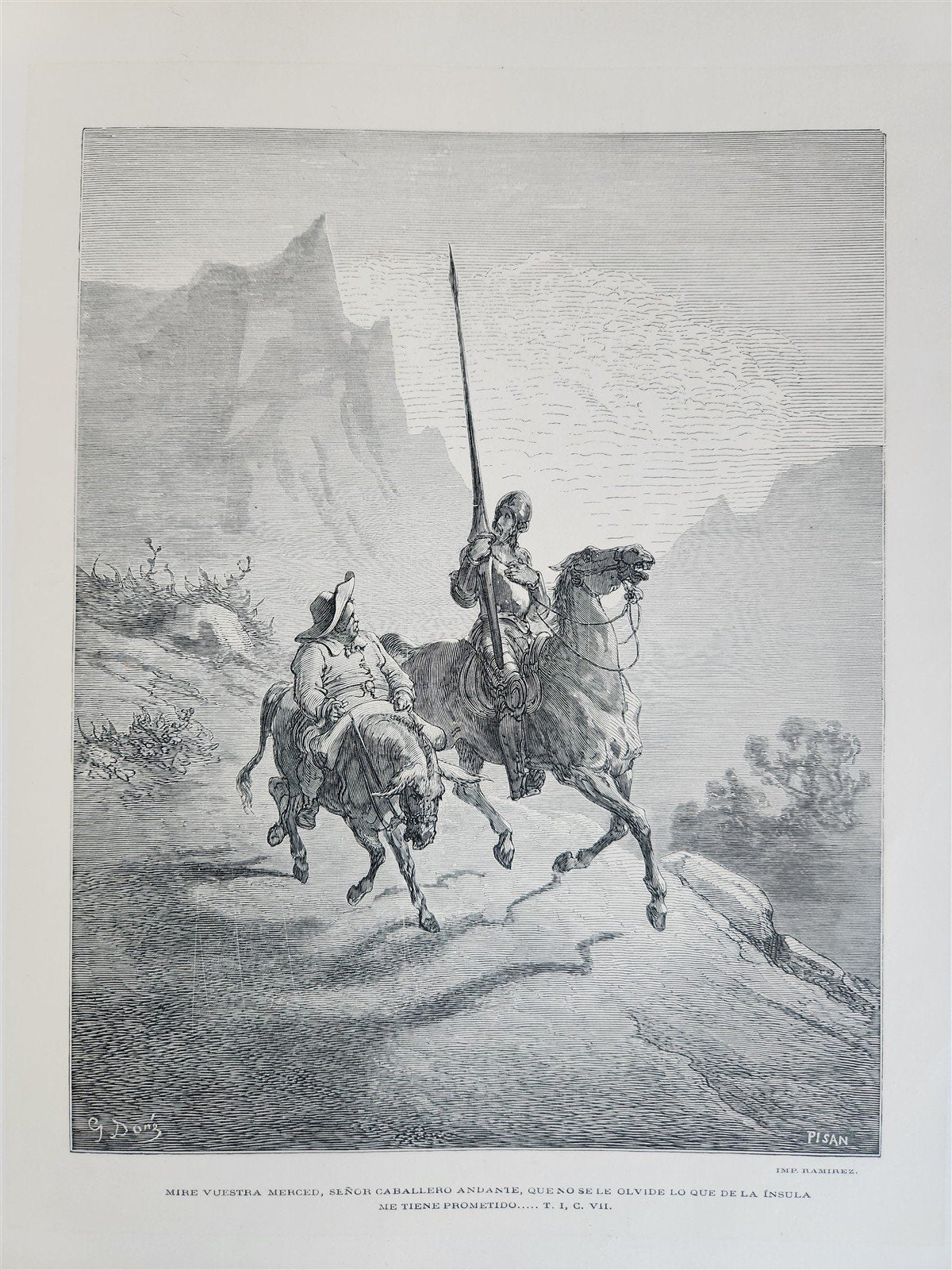1875 DON QUIJOTE by CERVANTES 2 VOLUMES antique GUSTAVE DORE ILLUSTRATED FOLIO