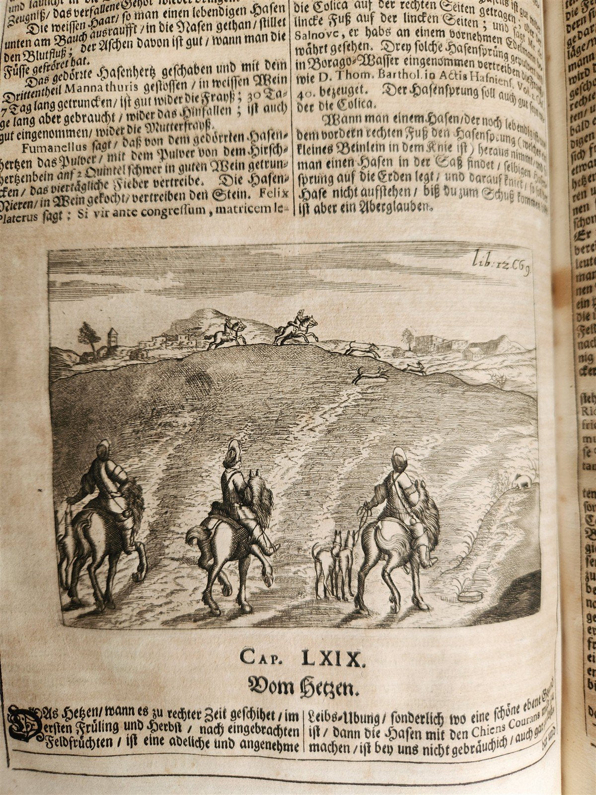 1682 Georgica curiosa ILLUSTRATED noble country life antique PIGSKIN BOUND FOLIO