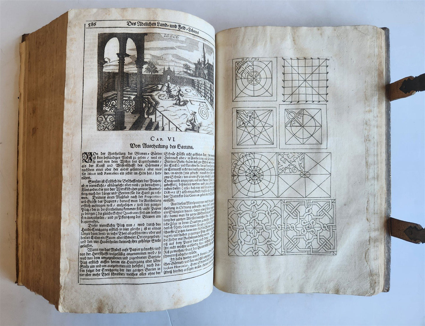 1682 Georgica curiosa ILLUSTRATED noble country life antique PIGSKIN FOLIO