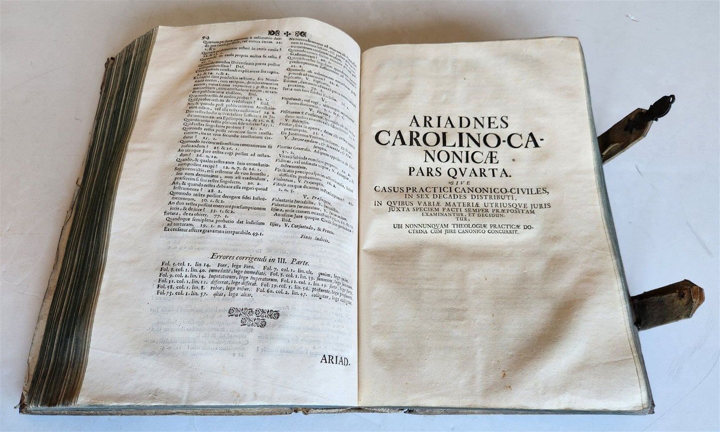 1708 CANON LAW by Jakob Wex antique PIGSKIN BOUND FOLIO in LATIN