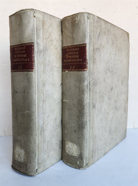 1732 ECCLESIASTICAL HISTORY 2 VELLUM BOUND VOLUMES antique