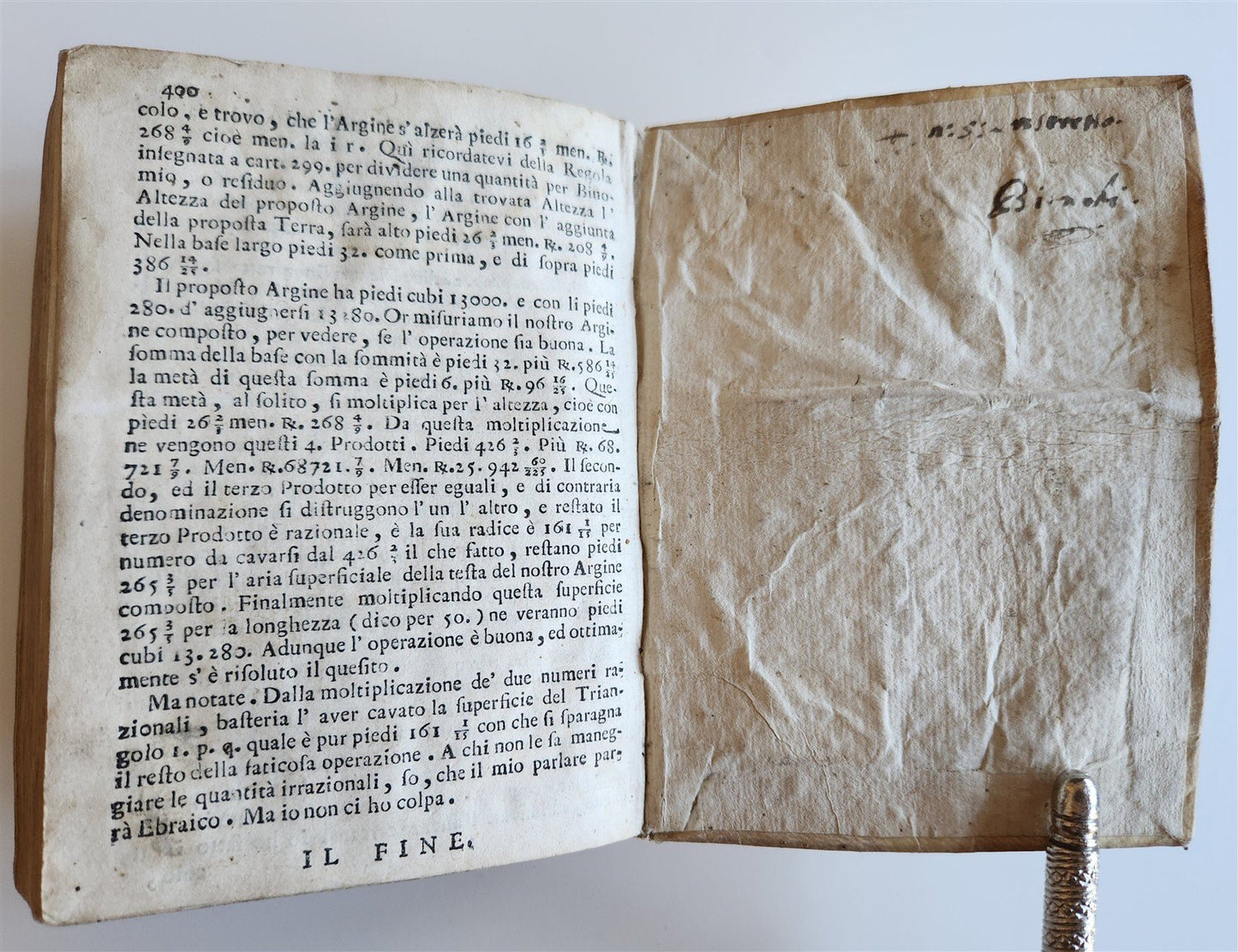 1737 ARITHMETIC TREATISE in ITALIAN antique Trattato aritmetico VELLUM BINDING