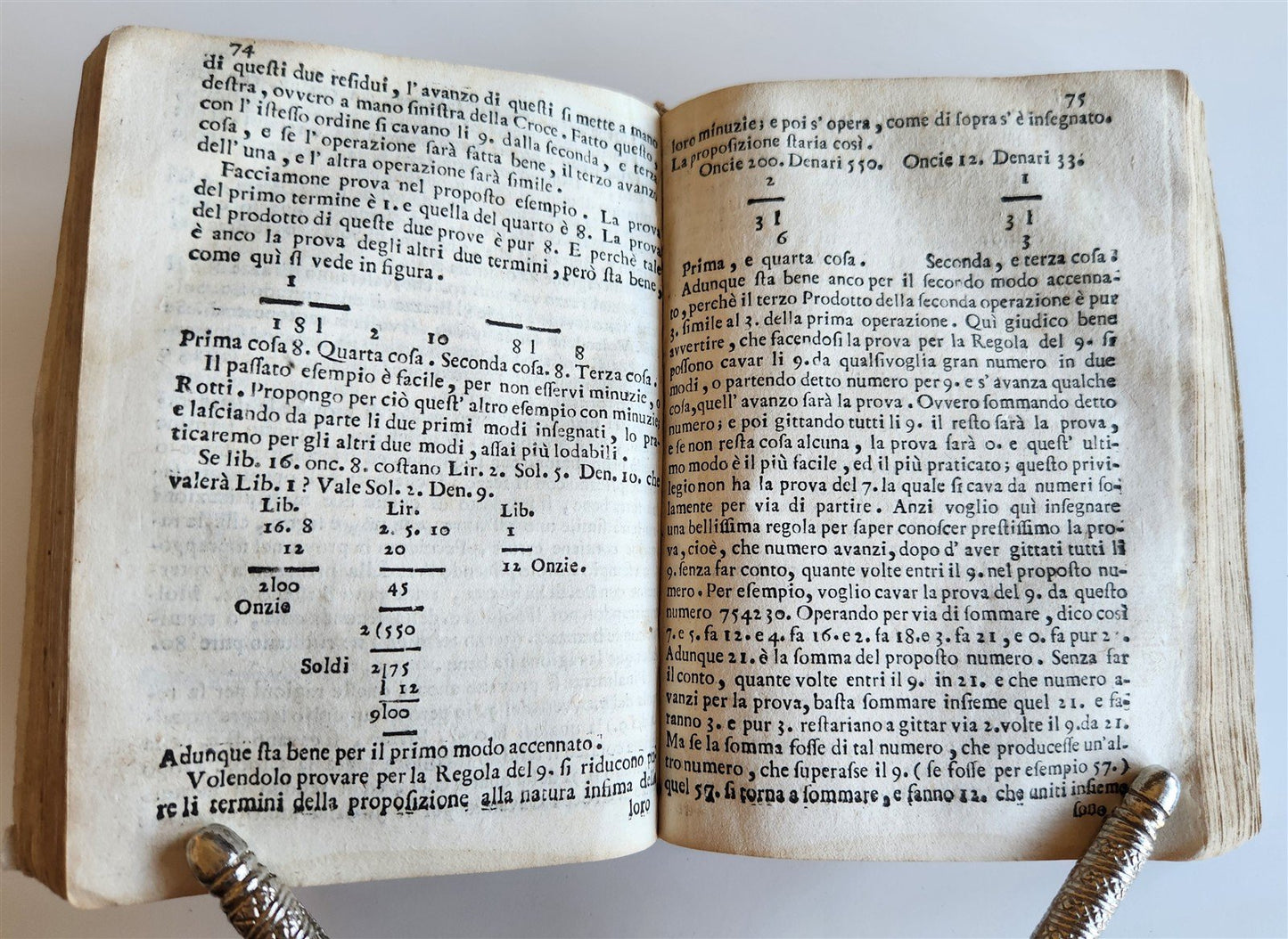 1737 ARITHMETIC TREATISE in ITALIAN antique Trattato aritmetico VELLUM BINDING