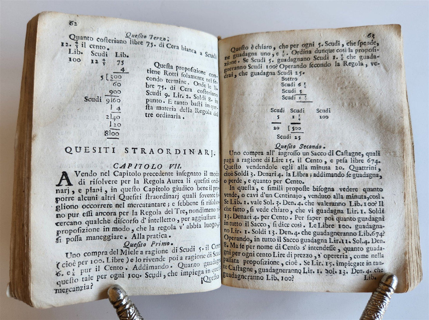 1737 ARITHMETIC TREATISE in ITALIAN antique Trattato aritmetico VELLUM BINDING