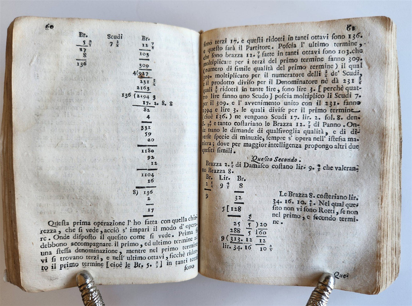 1737 ARITHMETIC TREATISE in ITALIAN antique Trattato aritmetico VELLUM BINDING