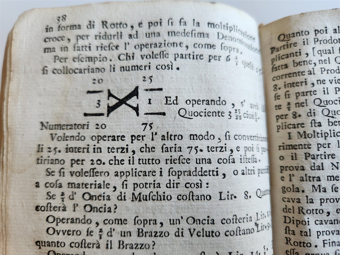 1737 ARITHMETIC TREATISE in ITALIAN antique Trattato aritmetico VELLUM BINDING