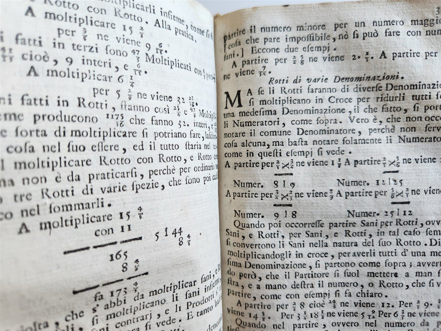 1737 ARITHMETIC TREATISE in ITALIAN antique Trattato aritmetico VELLUM BINDING