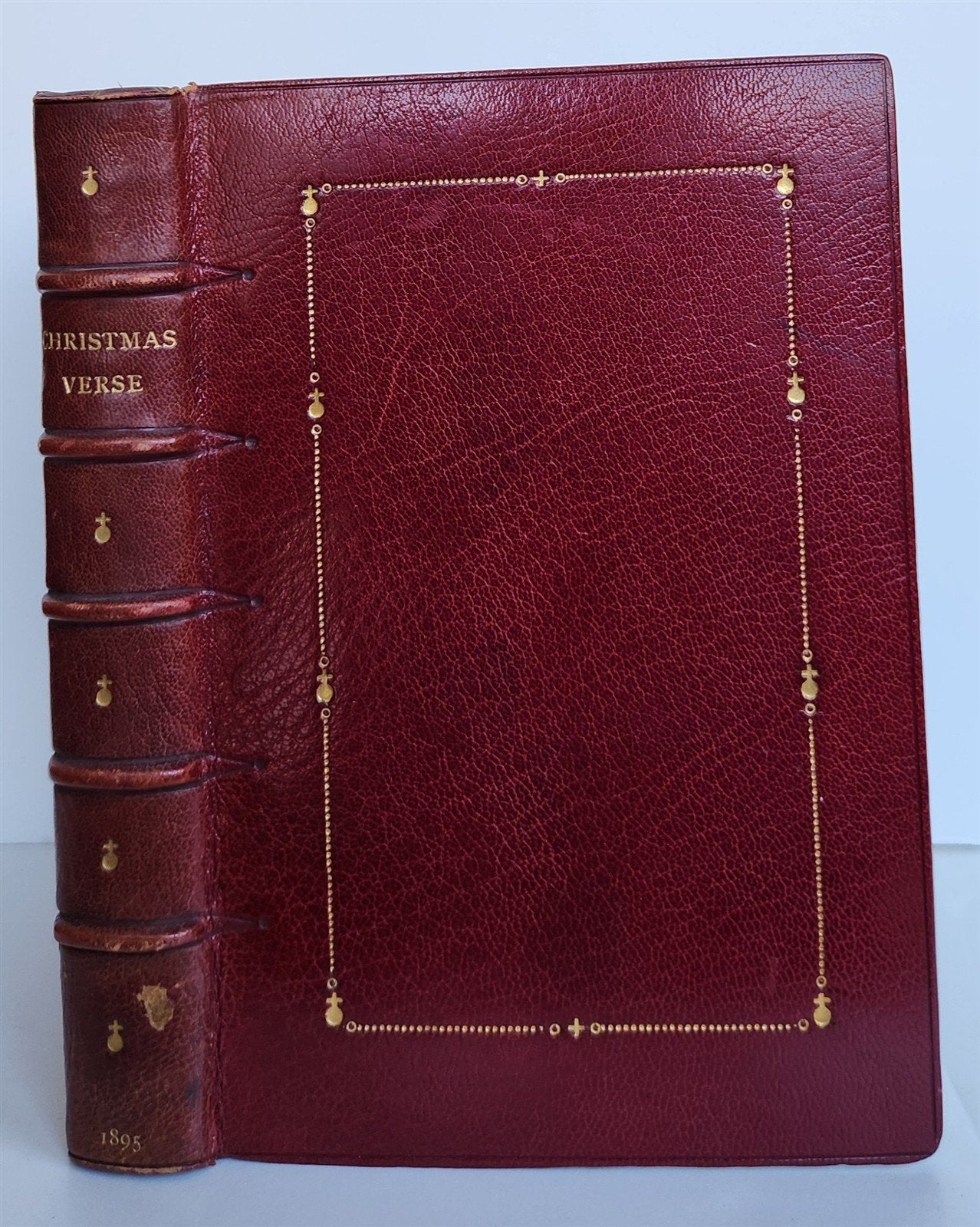 1895 BOOK of CHRISTMAS VERSE antique ILLUSTRATED by Walter Crane SIGNED BINDING