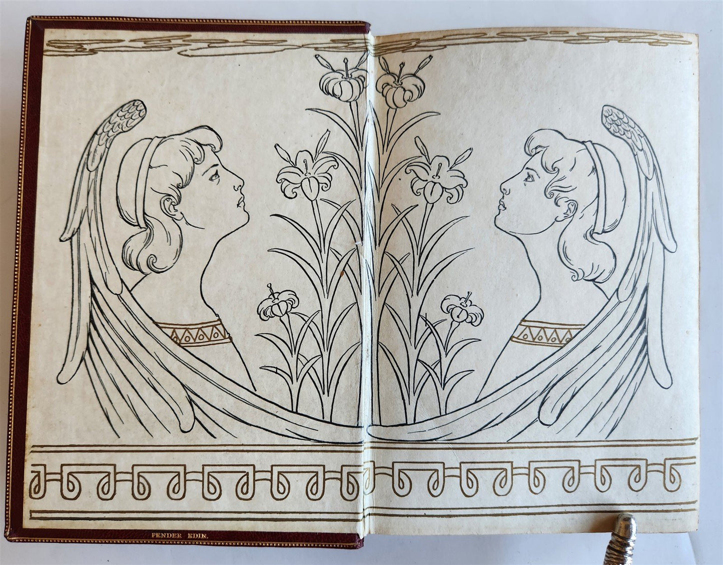 1895 BOOK of CHRISTMAS VERSE antique ILLUSTRATED by Walter Crane SIGNED BINDING