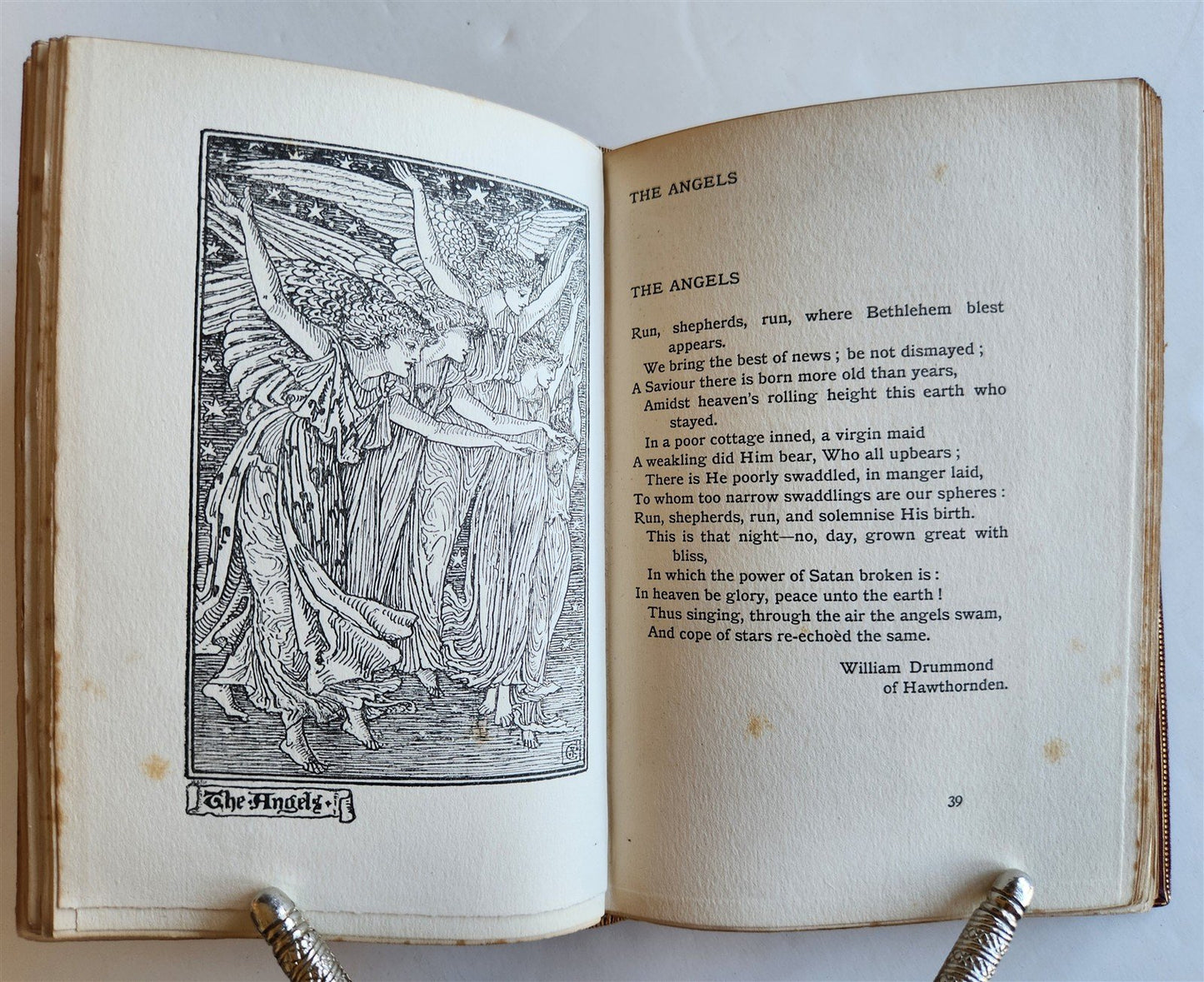 1895 BOOK of CHRISTMAS VERSE antique ILLUSTRATED by Walter Crane SIGNED BINDING