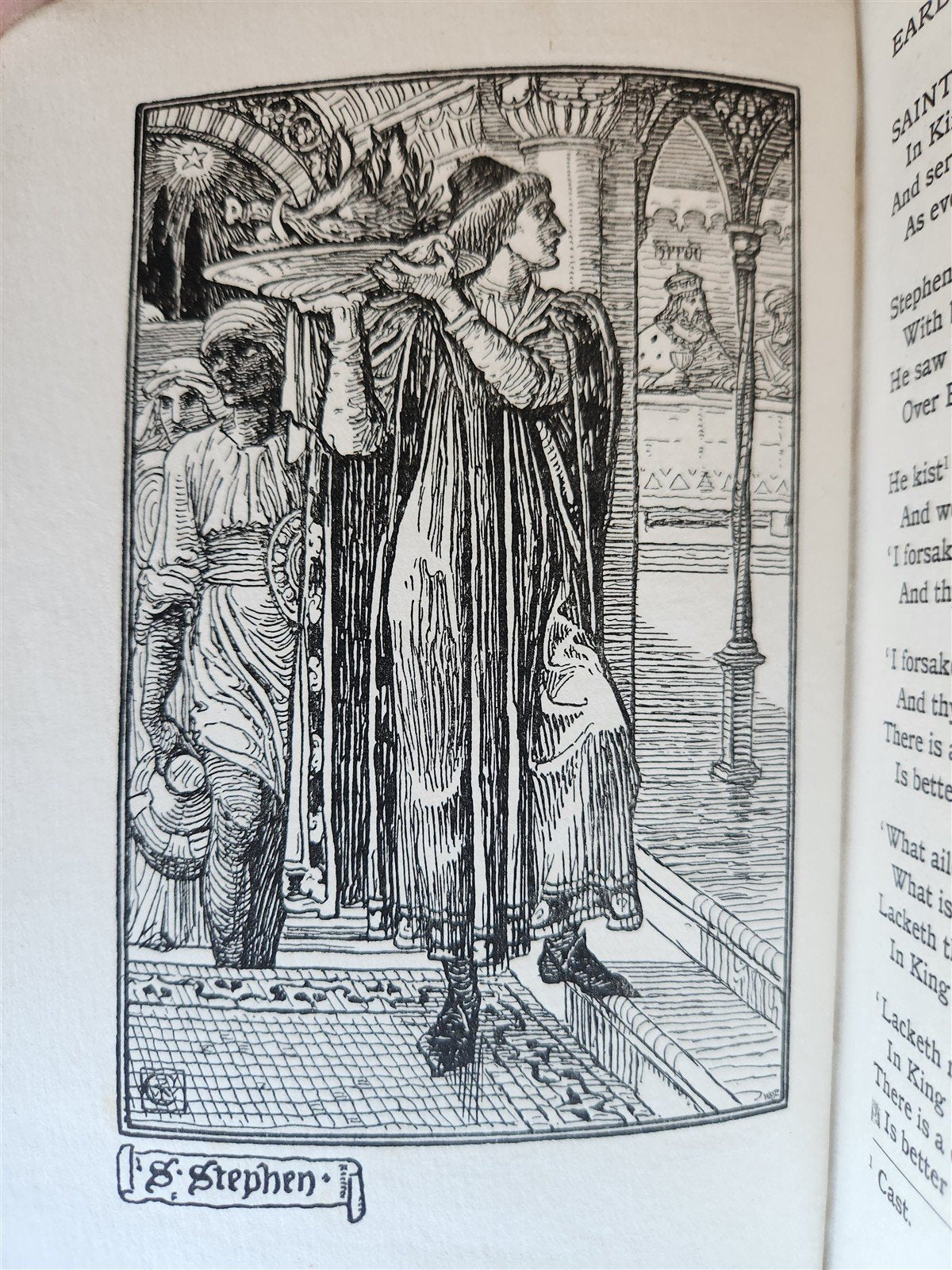 1895 BOOK of CHRISTMAS VERSE antique ILLUSTRATED by Walter Crane SIGNED BINDING