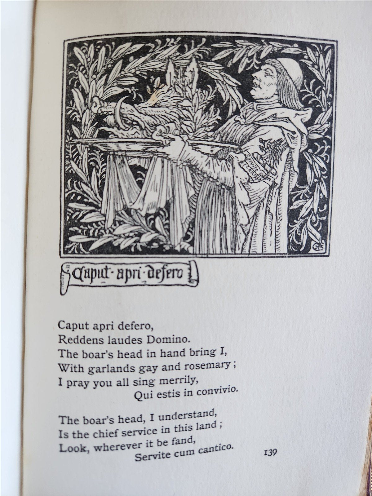 1895 BOOK of CHRISTMAS VERSE antique ILLUSTRATED by Walter Crane SIGNED BINDING