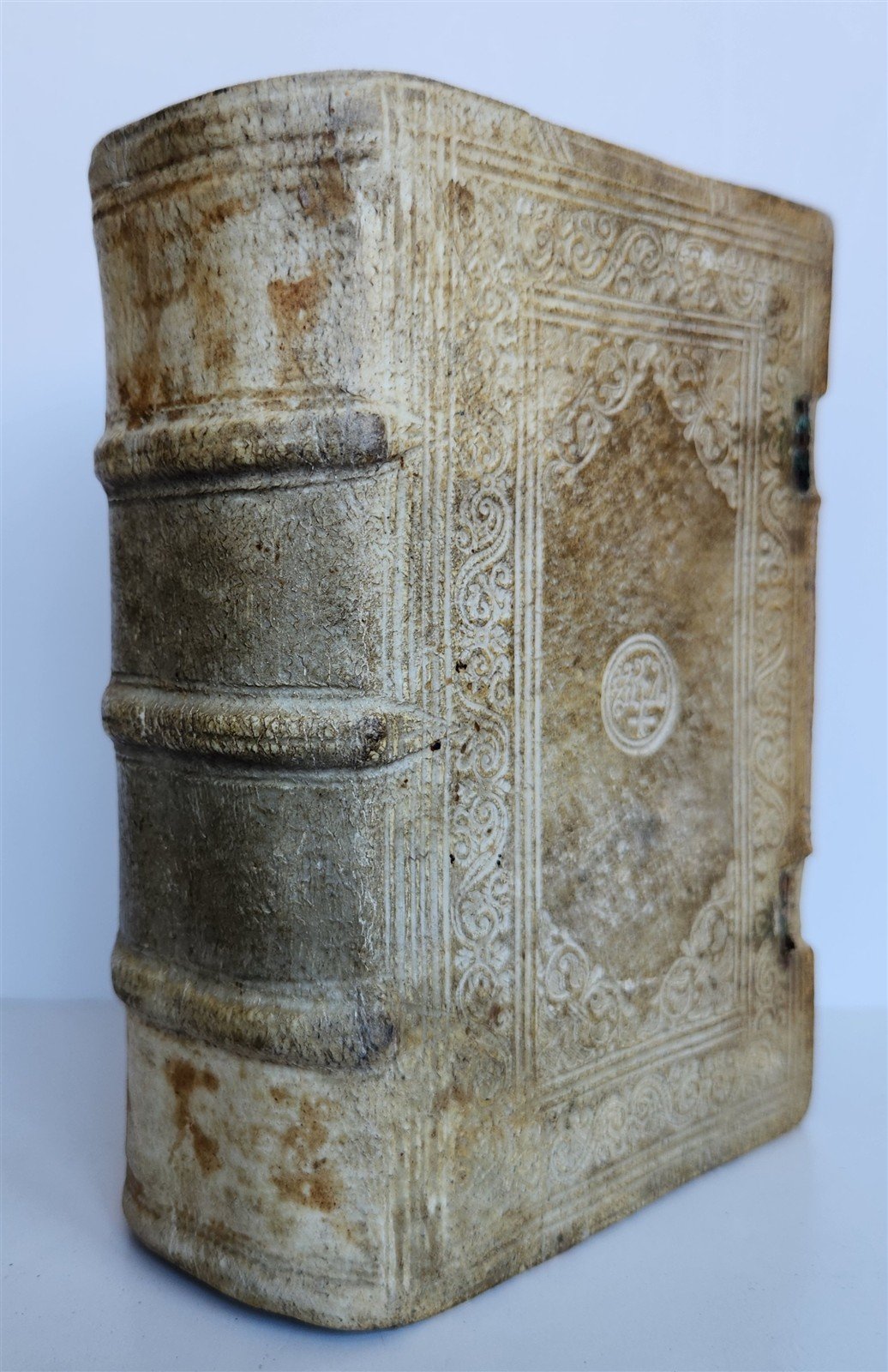 1597 SERMONS by Jesuit Ioannis Osorii antique HAND TOOLED PIGSKIN OVER WOOD
