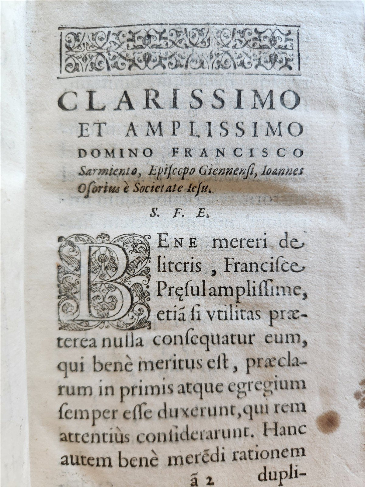 1597 SERMONS by Jesuit Ioannis Osorii antique HAND TOOLED PIGSKIN OVER WOOD