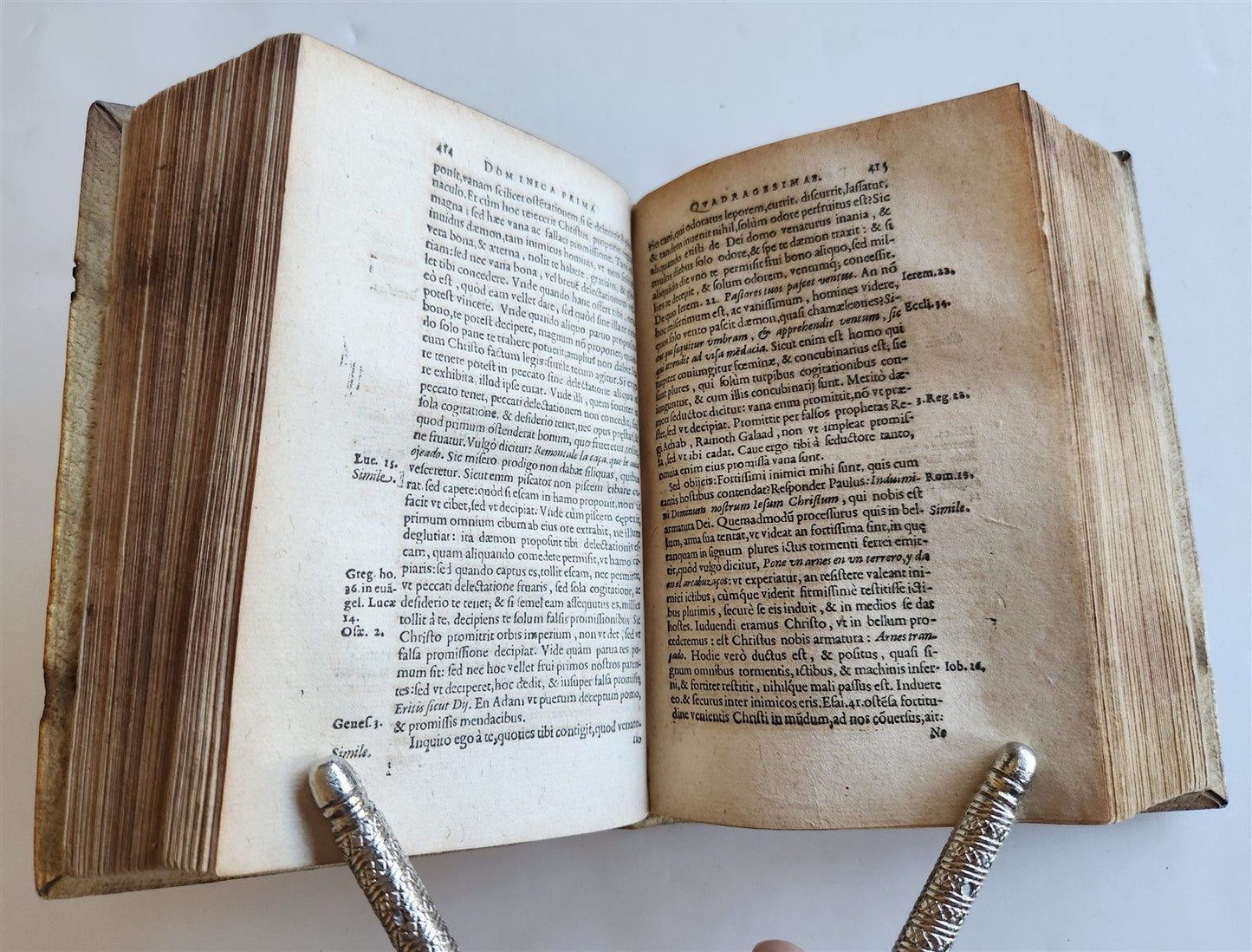 1597 SERMONS by Jesuit Ioannis Osorii antique HAND TOOLED PIGSKIN OVER WOOD