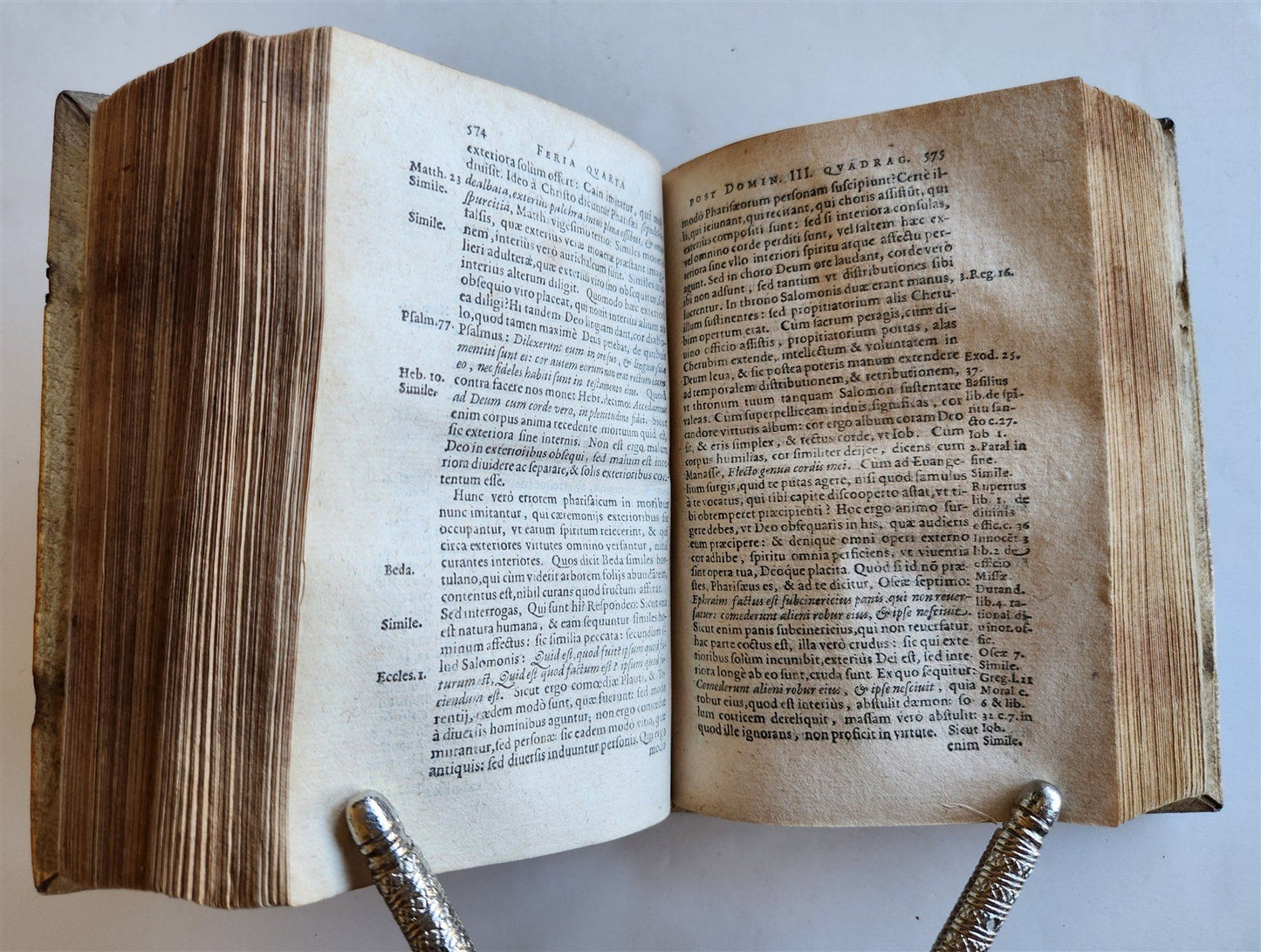 1597 SERMONS by Jesuit Ioannis Osorii antique HAND TOOLED PIGSKIN OVER WOOD